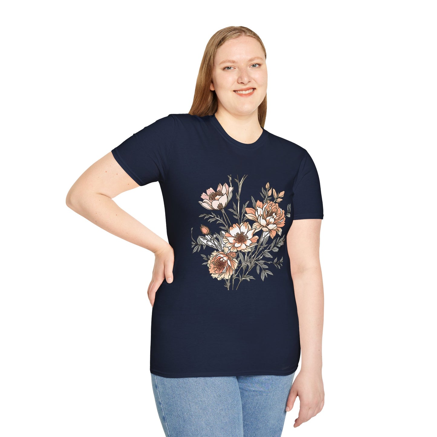 Floral Bouquet Tee - Vintage Peach Botanical T-Shirt