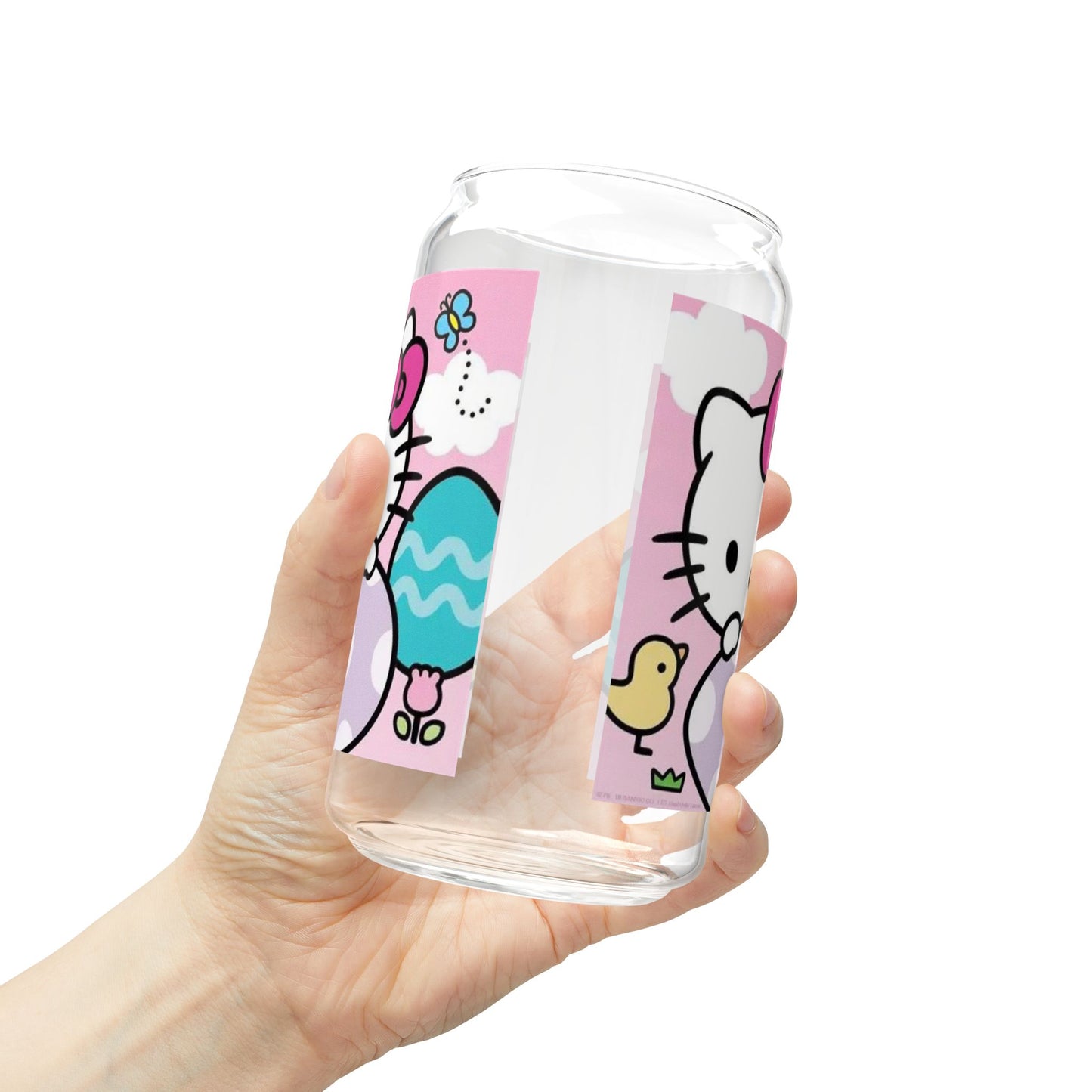 Hello Kitty Easter Sipper Glass 16oz — Cute Bunny & Egg Reusable Straw Tumbler