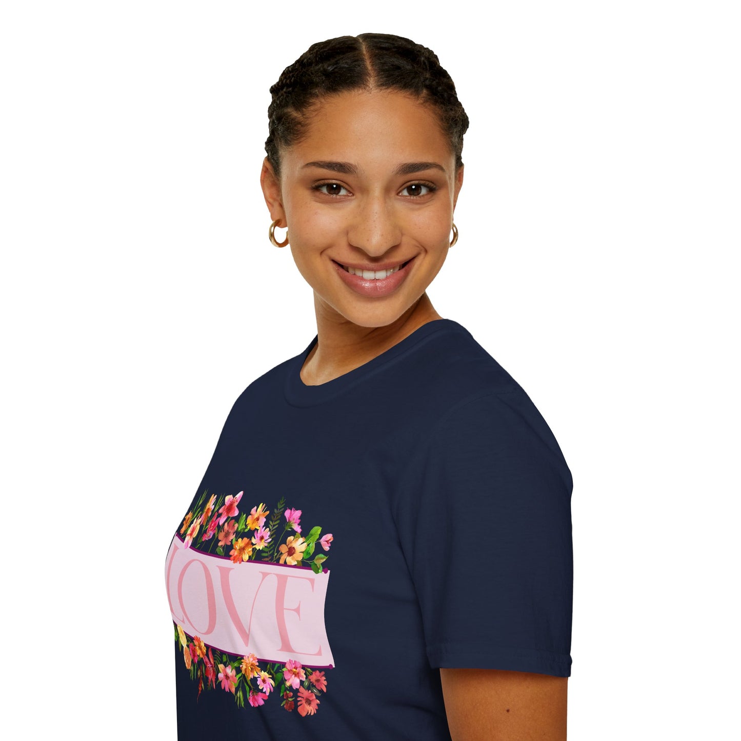 Love Floral T-Shirt — Pink "LOVE" Graphic Tee for Women & Gifts