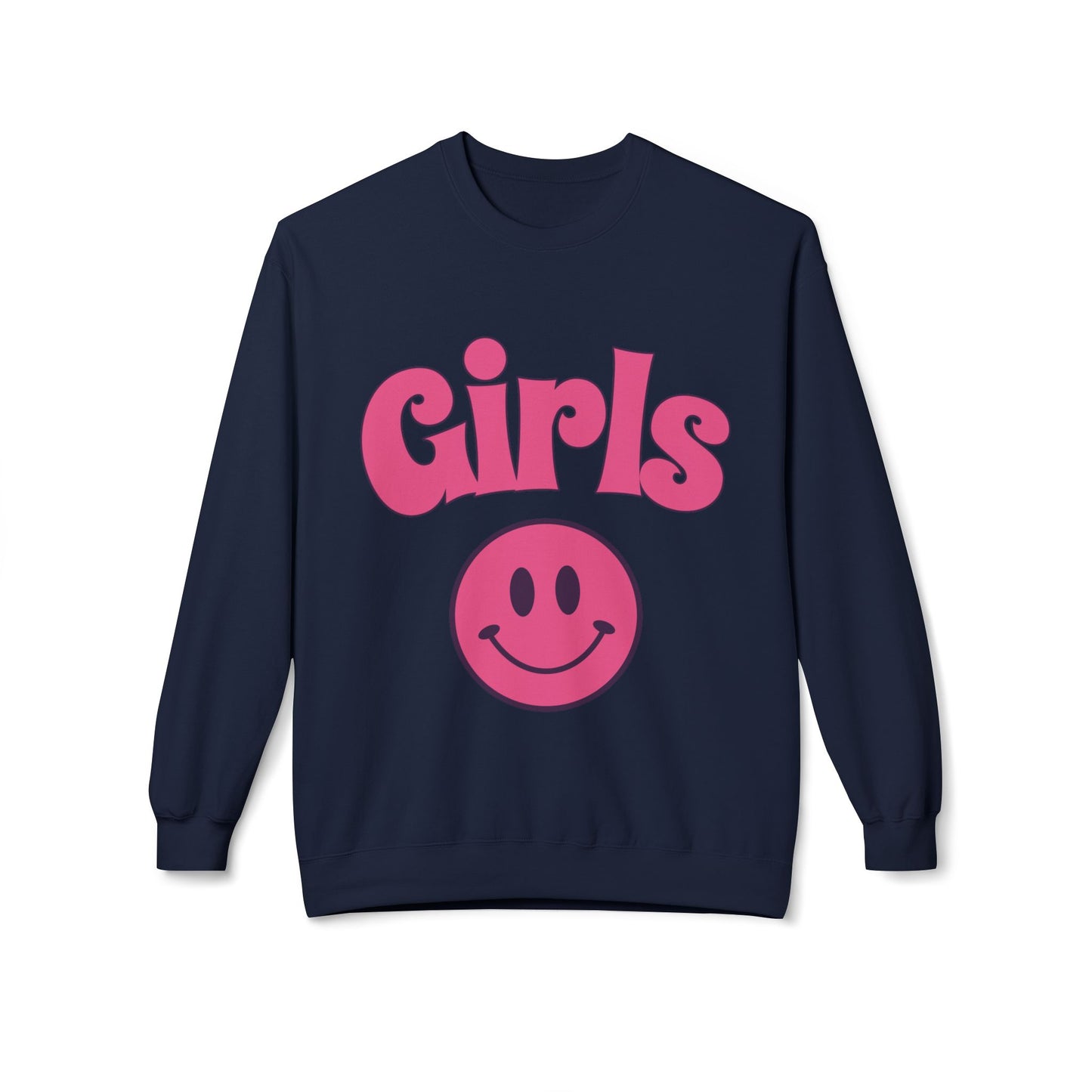Girls Smiley Crewneck Sweatshirt – Retro Pink Logo