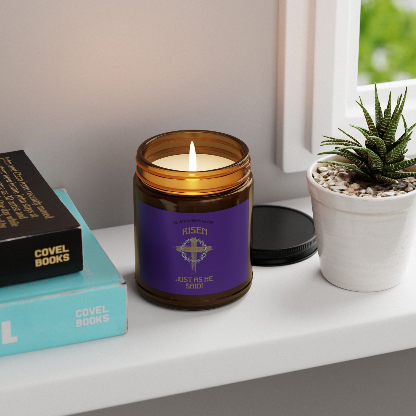 Resurrection Amber Soy Candle — “He Is Risen” Purple Label