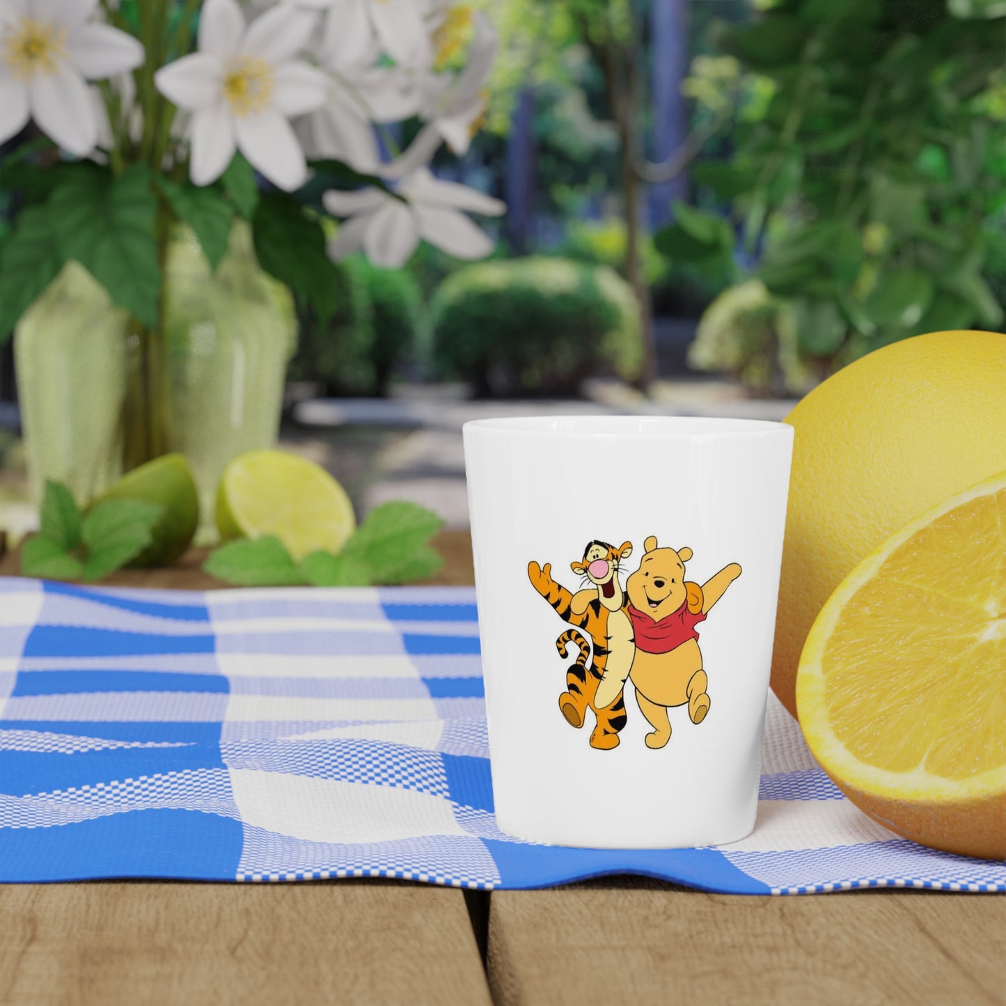 Whimsical Bear & Tiger Shot Glass — Cute Cartoon Friends Party Shot