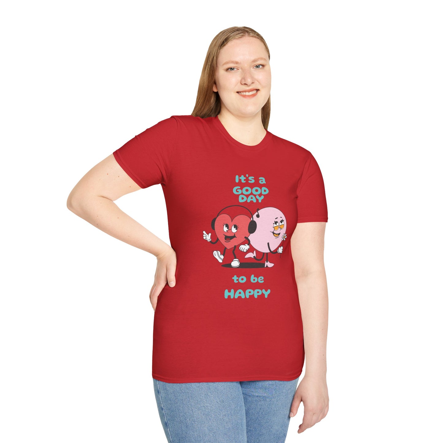 It's a Good Day to Be Happy T-Shirt — Cute Heart & Smile Graphic Tee