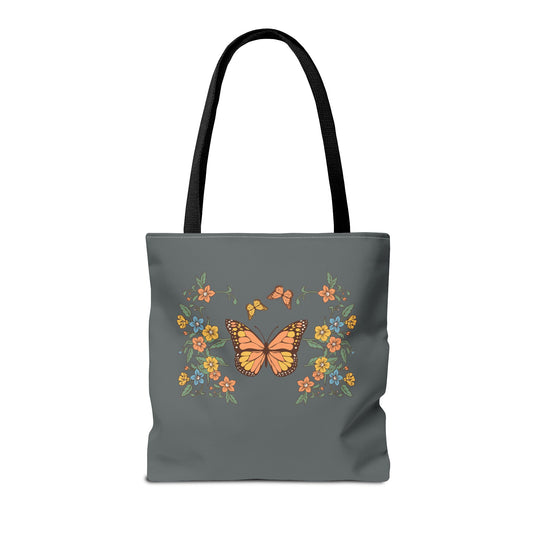 Butterfly Floral Tote Bag — Vintage Monarch Garden Foldable Shopper