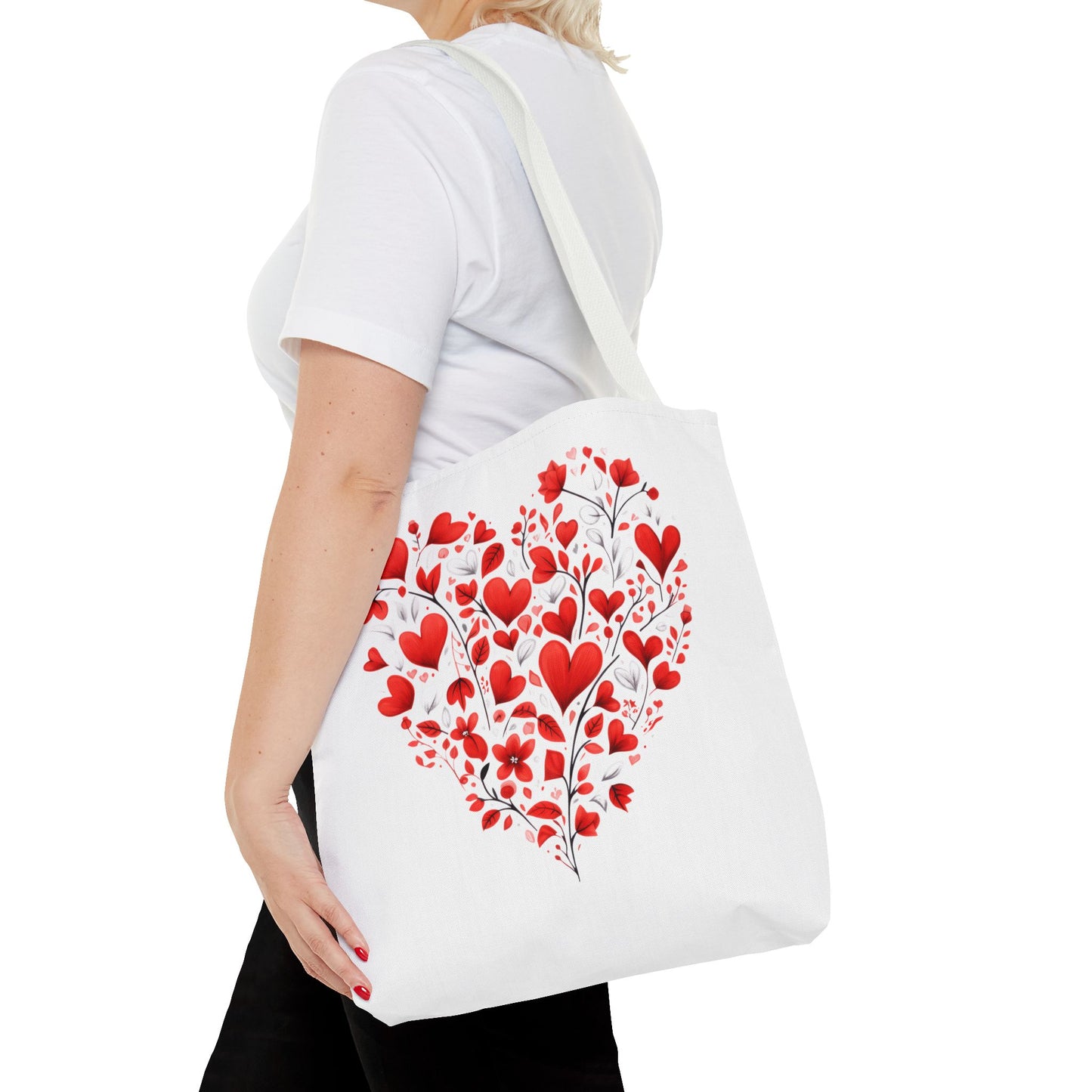 Heart Floral Tote Bag – Romantic Valentine’s Day Canvas Shopper