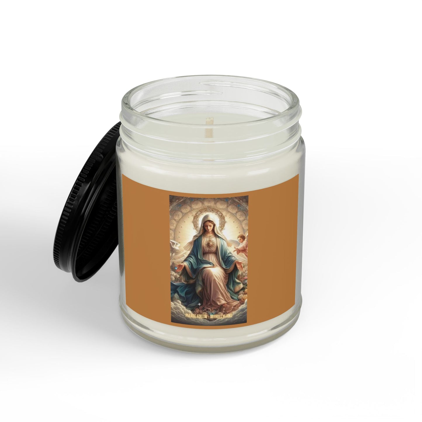 Virgin Mary Soy Candle — 4oz & 9oz Scented Jar with Black Lid