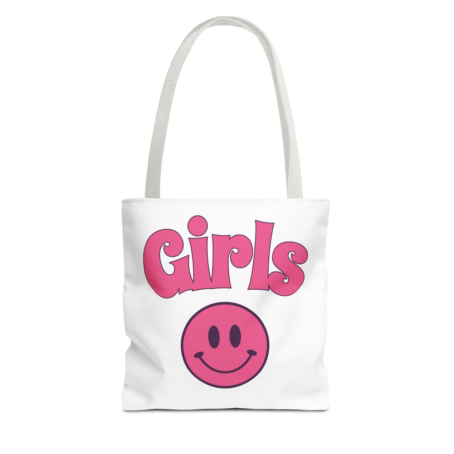 Girls Pink Smile Tote Bag — Cute Retro Smiley Shopper