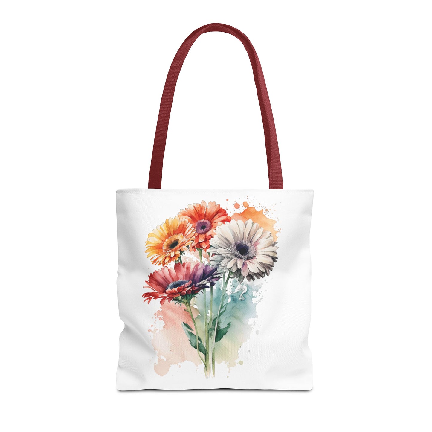 Floral Watercolor Tote Bag — Colorful Gerbera Bouquet All-Over Print