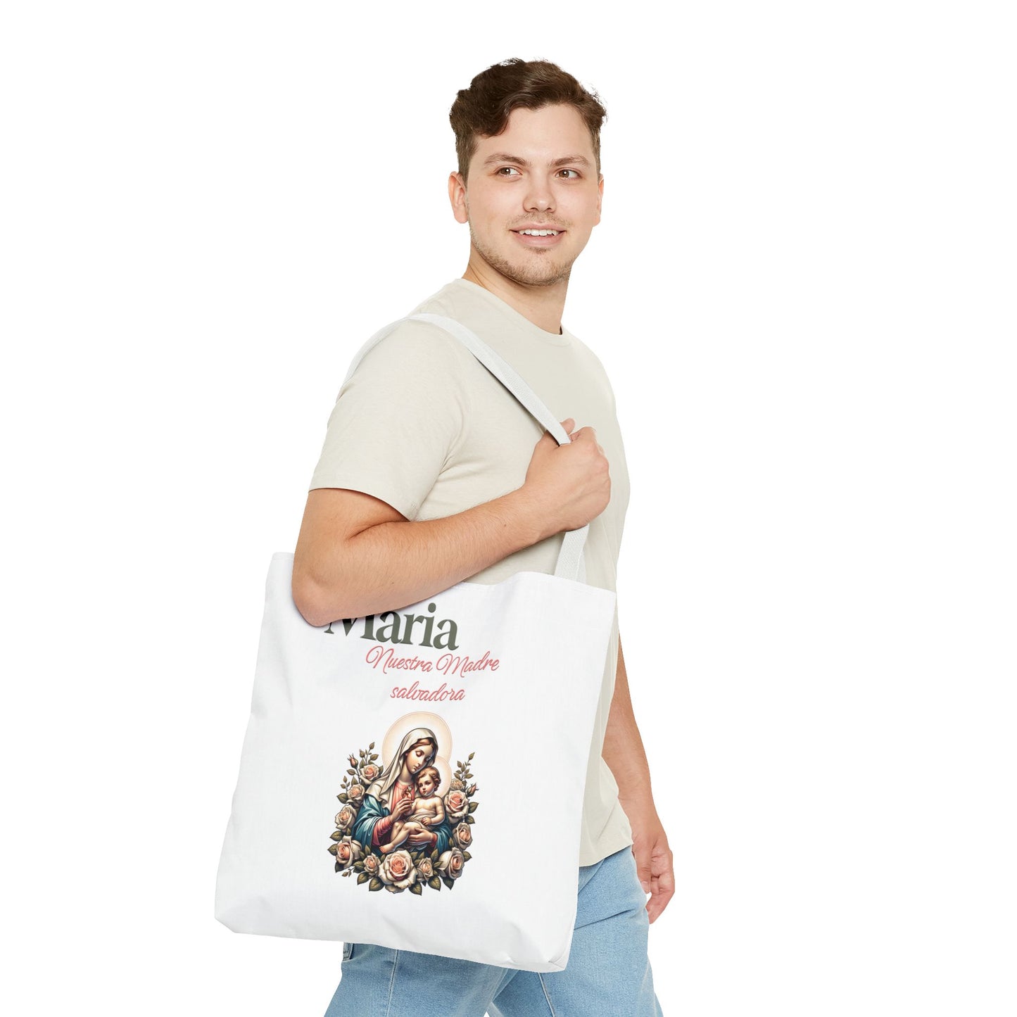 Faith Maria Jesus Tote Bag — Religious Faith All-Over Print Tote