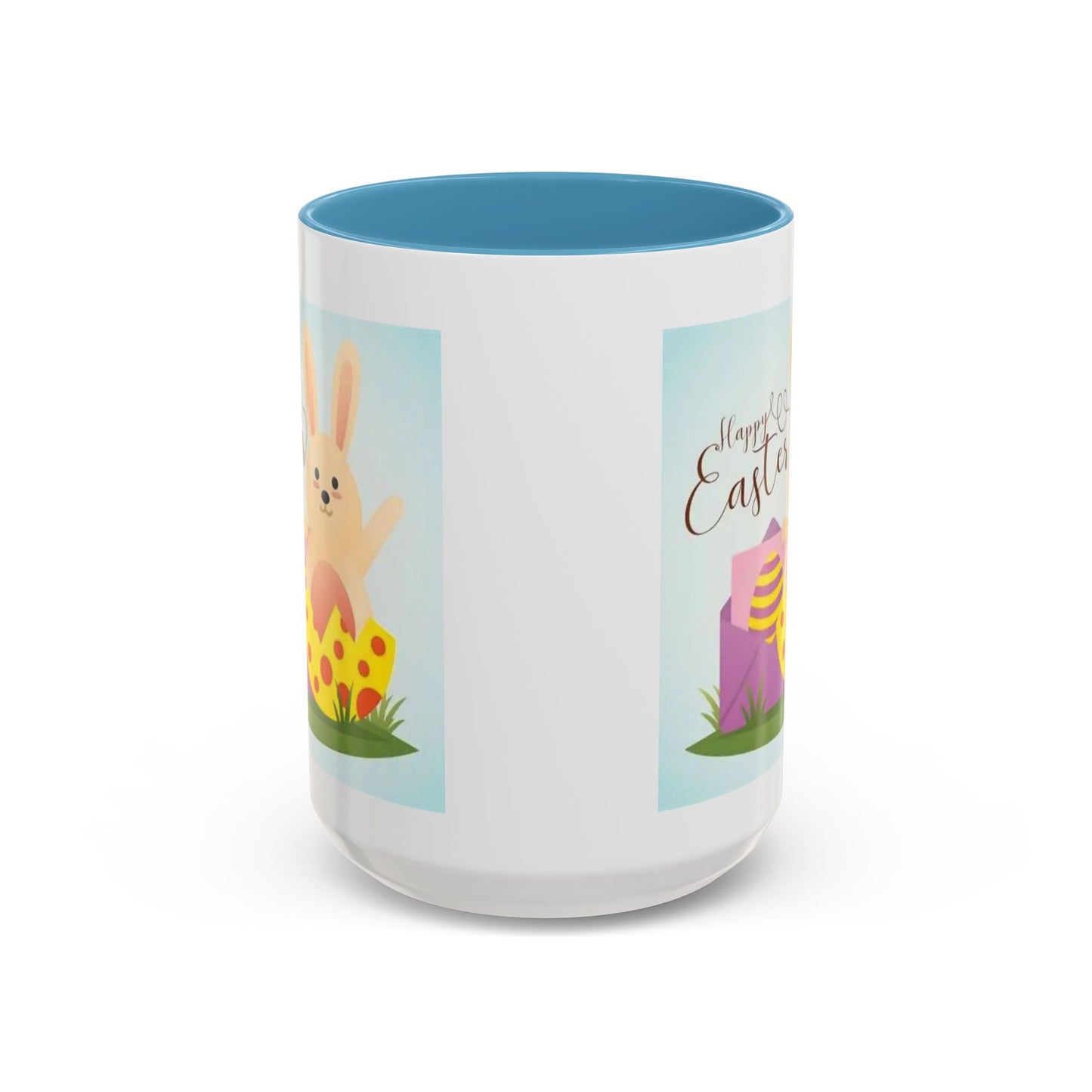 Easter Bunny Accent Coffee Mug – "Happy Easter" Spring Bunny & Egg Design (11/15oz)