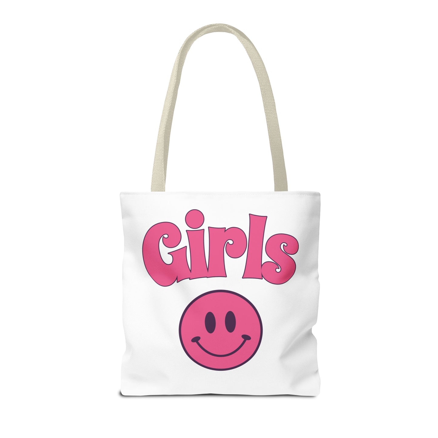 Girls Pink Smile Tote Bag — Cute Retro Smiley Shopper