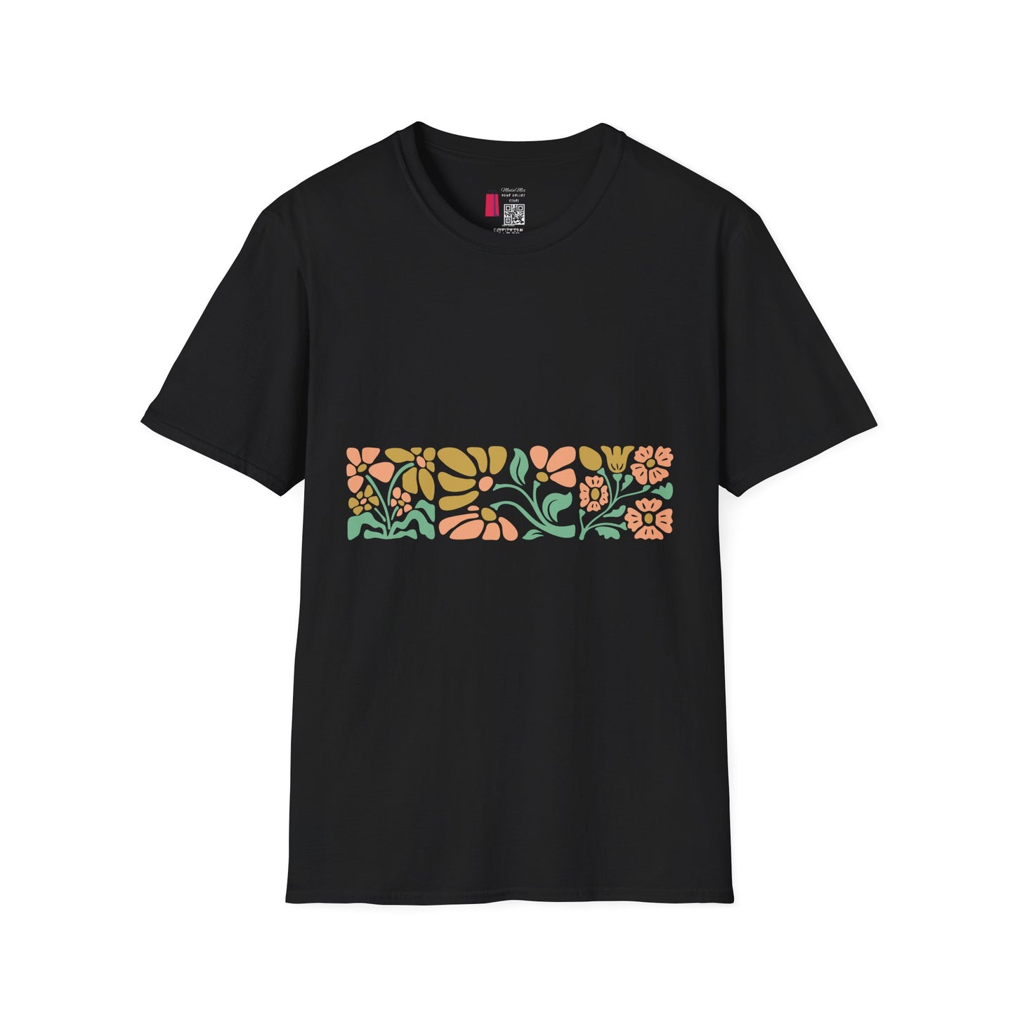 Floral Meadow T-Shirt — Pastel Botanical Stripe Tee
