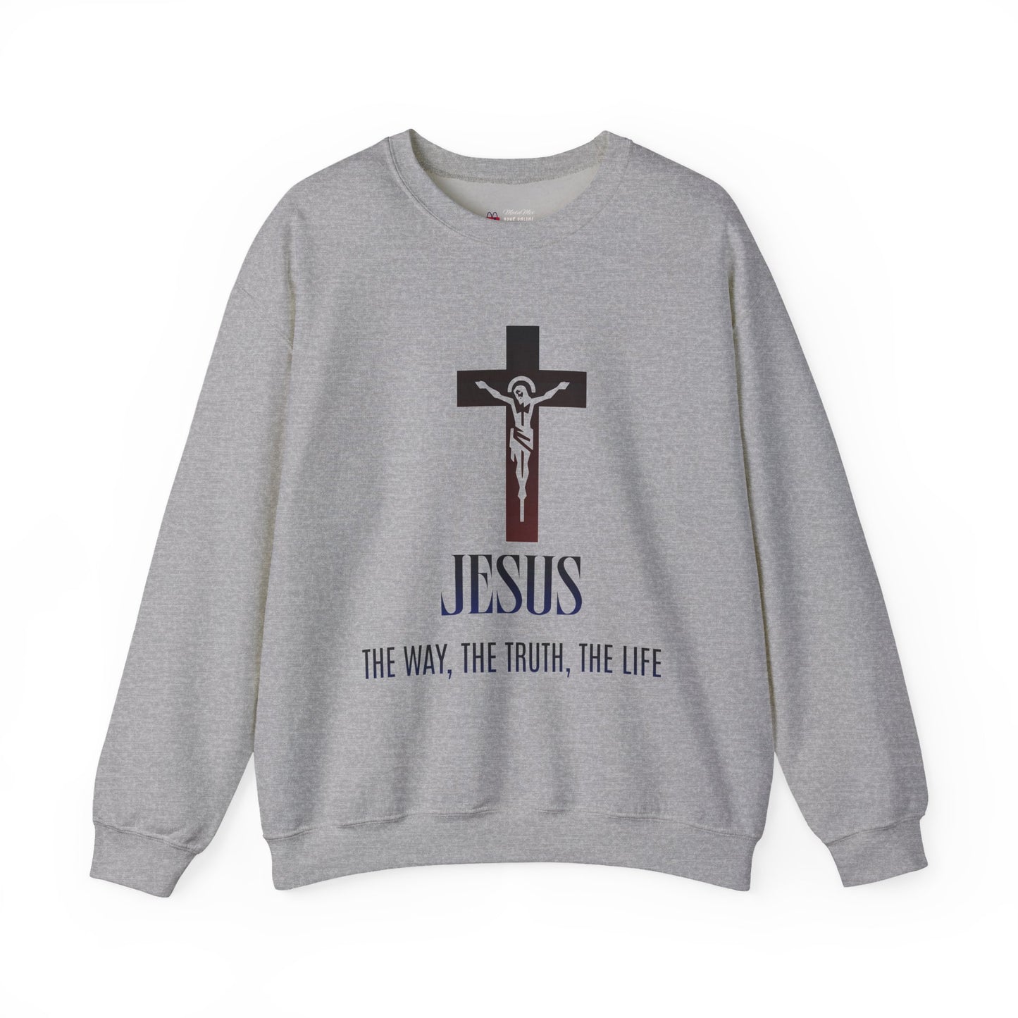 Jesus Cross Crewneck Sweatshirt — "The Way, The Truth, The Life" Christian Pullover