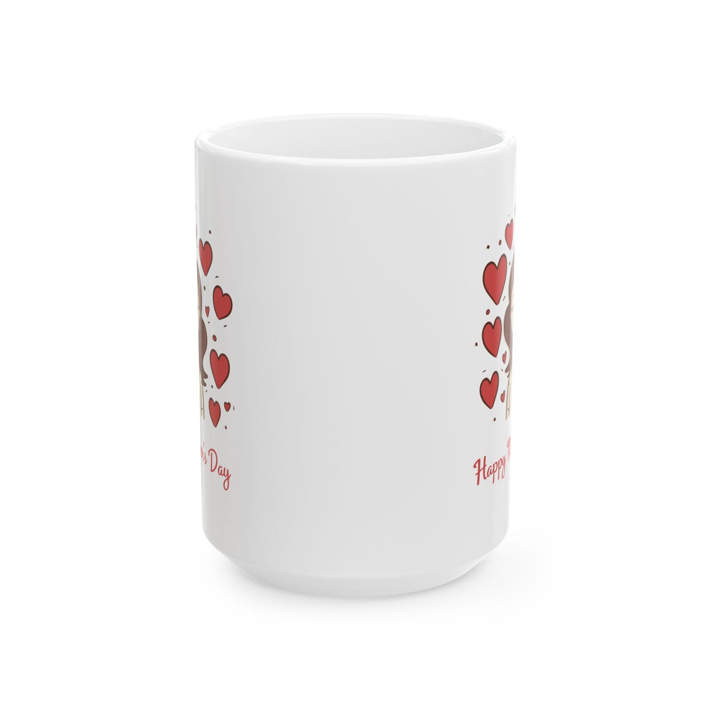 Valentine’s Day Heart Stack Ceramic Mug — 'Happy Day' Romantic Coffee Cup (11oz & 15oz)