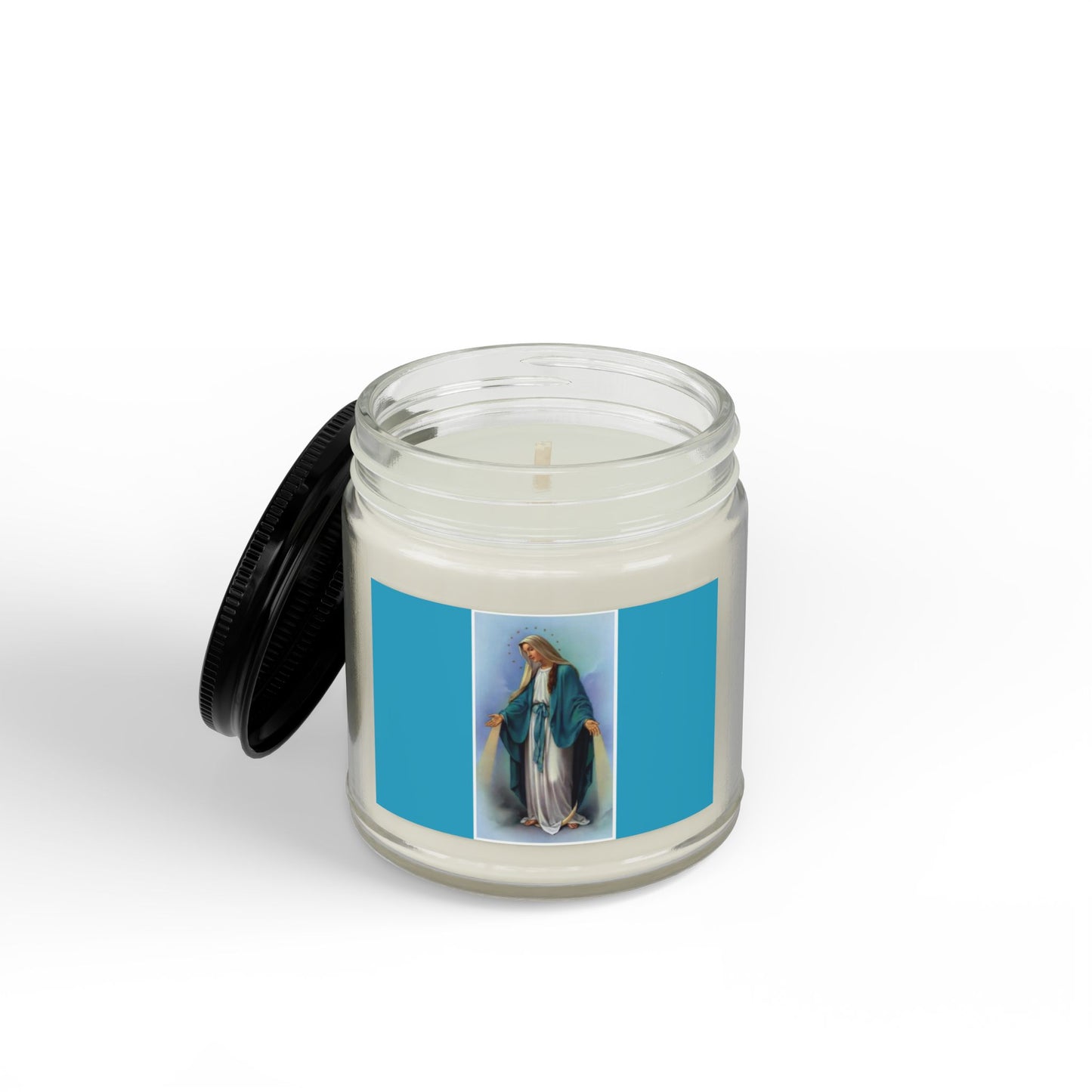 Our Lady Devotional Soy Candle — 4oz & 9oz Scented Jar with Black Lid