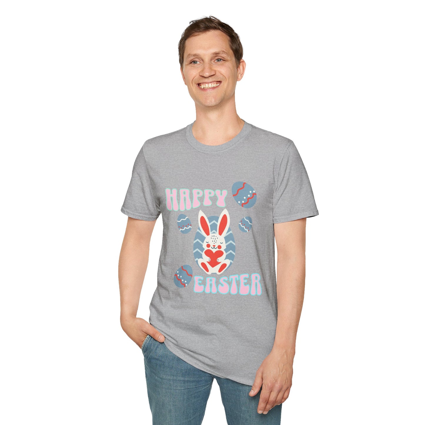Happy Easter Bunny T-Shirt — Cute Pastel Easter Eggs Design
