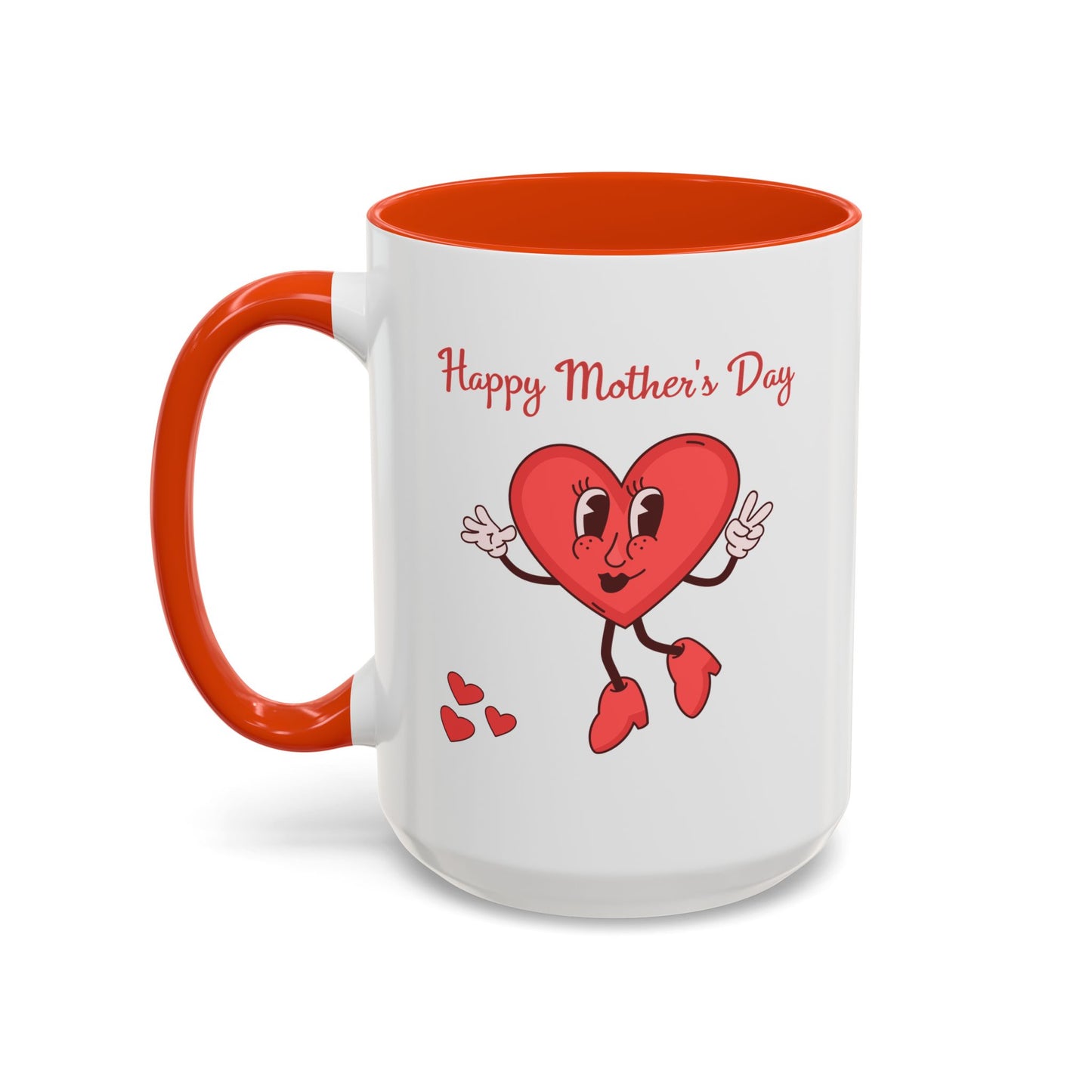 Happy Mother's Day Heart Mug — Cute Retro Heart Mom Coffee Cup (11oz, 15oz)