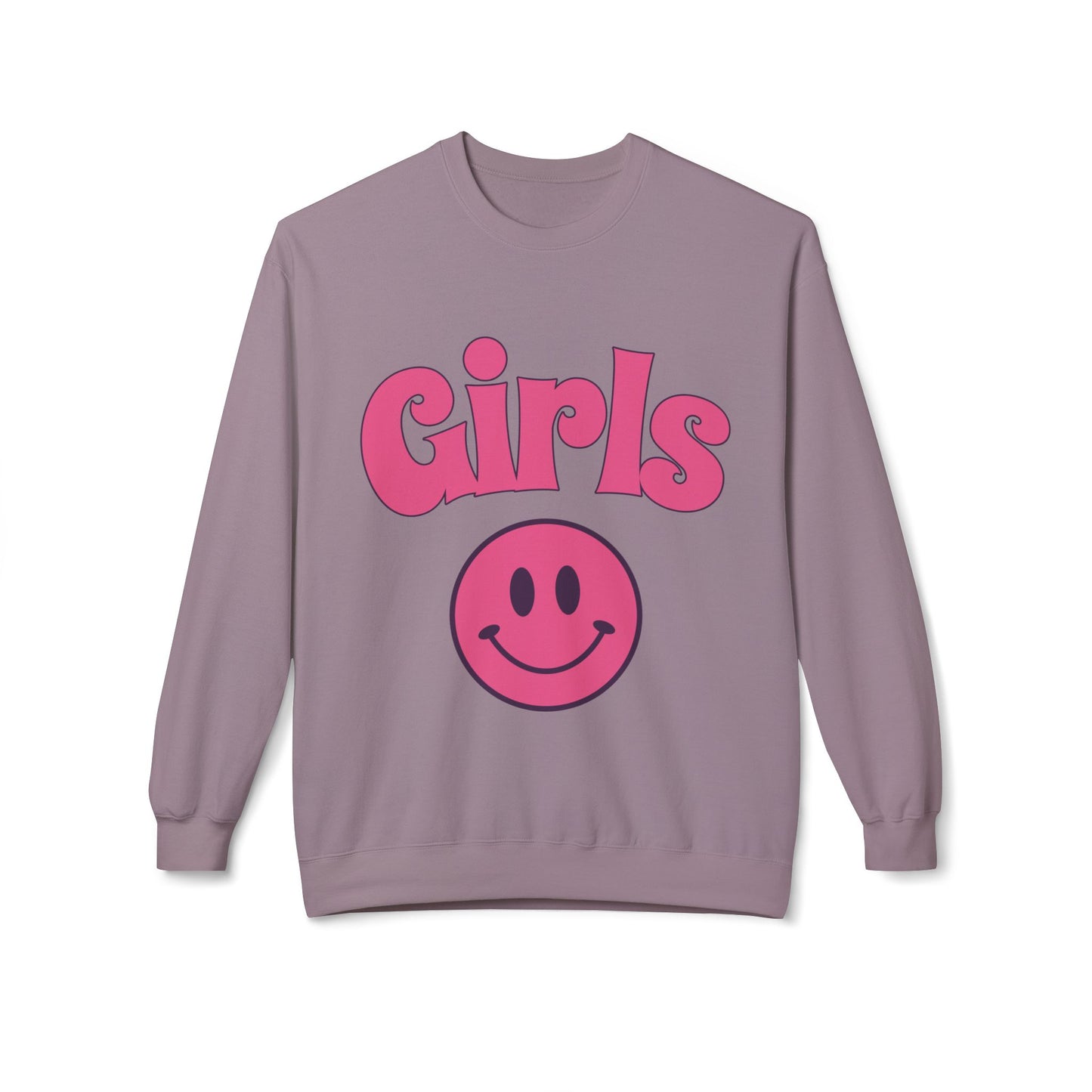 Girls Smiley Crewneck Sweatshirt – Retro Pink Logo