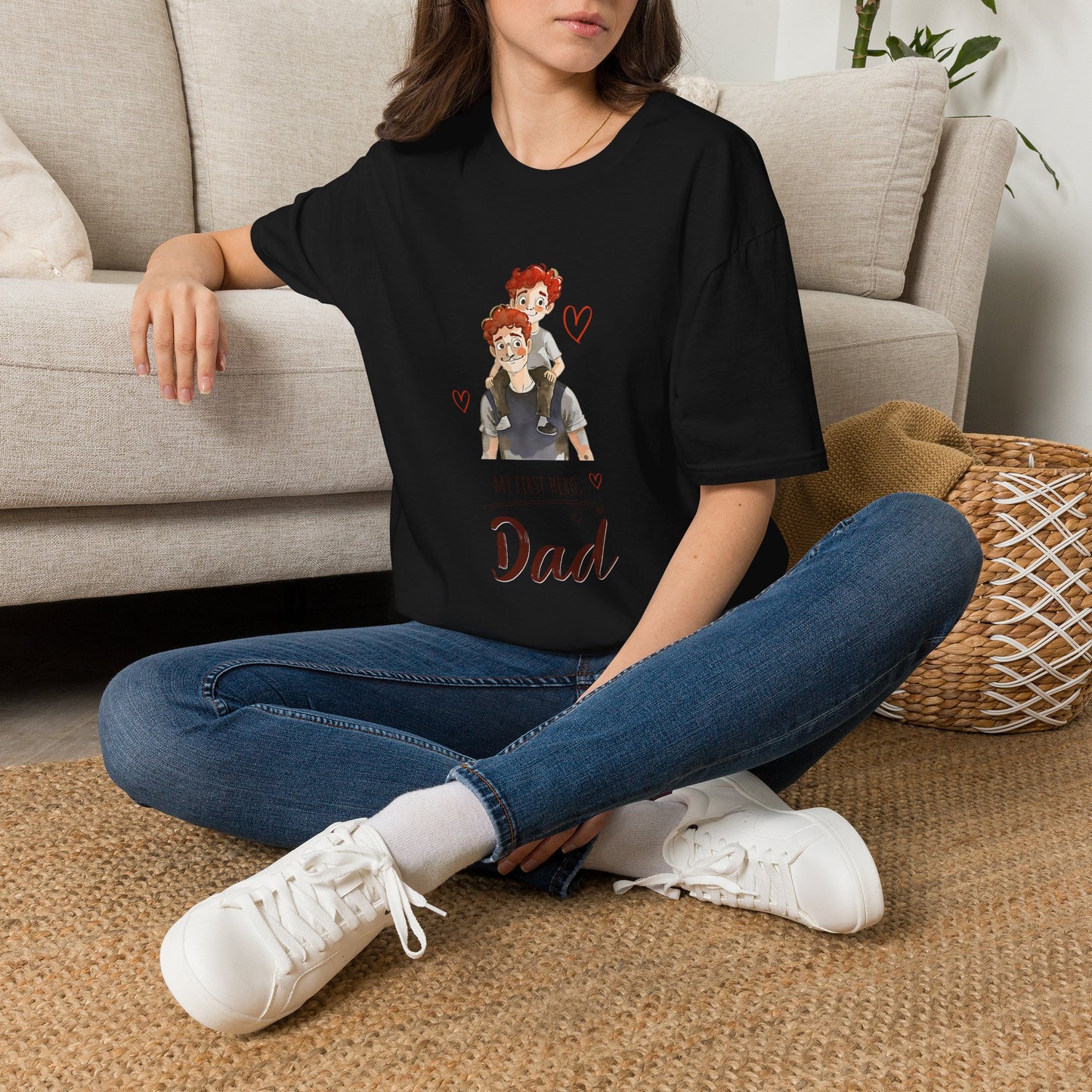 Dad and Son Cartoon Portrait T-Shirt — Cute Father’s Day Gift