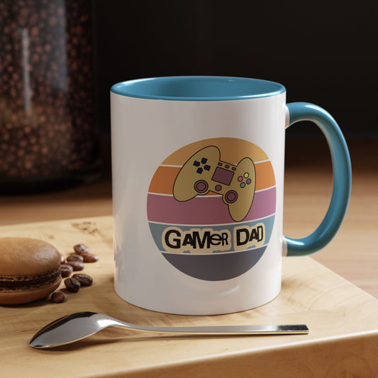 Gamer Dad Coffee Mug — Retro Controller Accent Mug (11/15 oz)