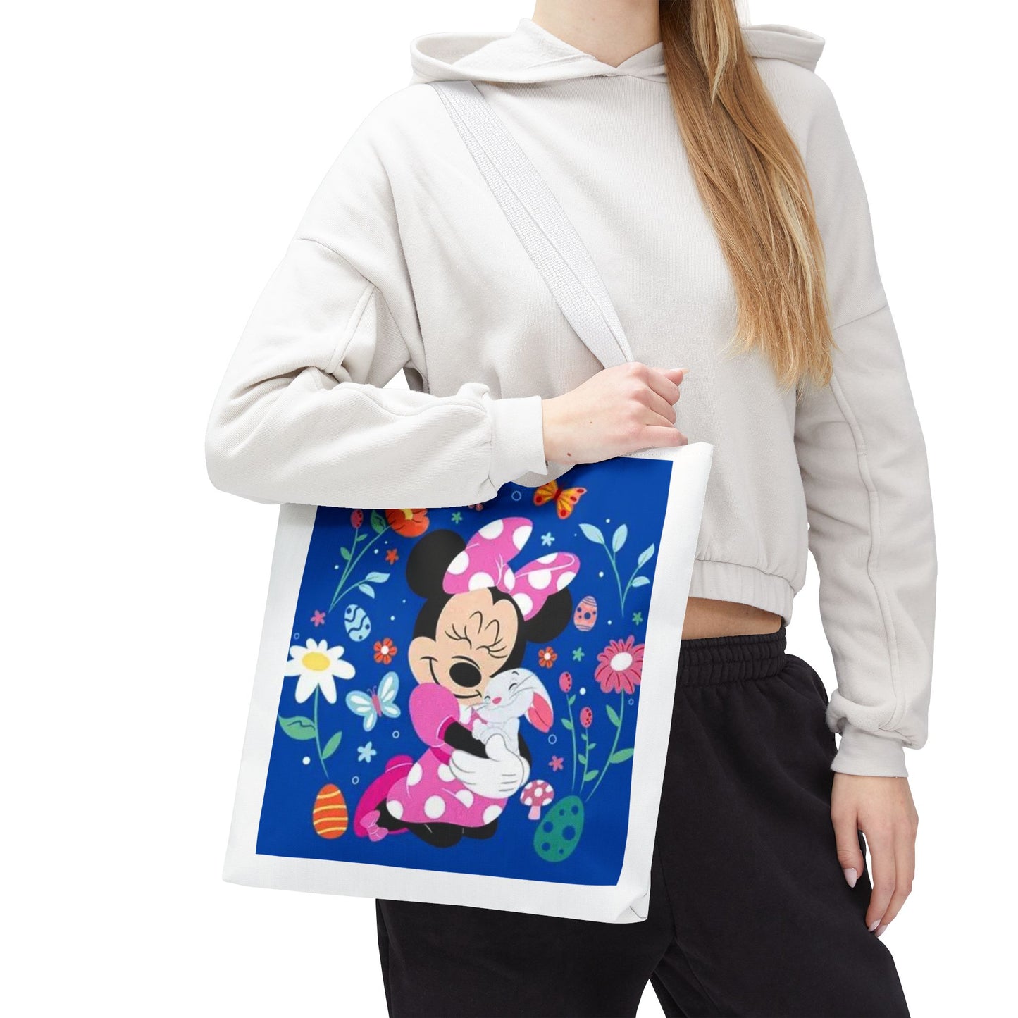 Floral Minnie Bunny Tote Bag — Cute Easter Canvas Carryall