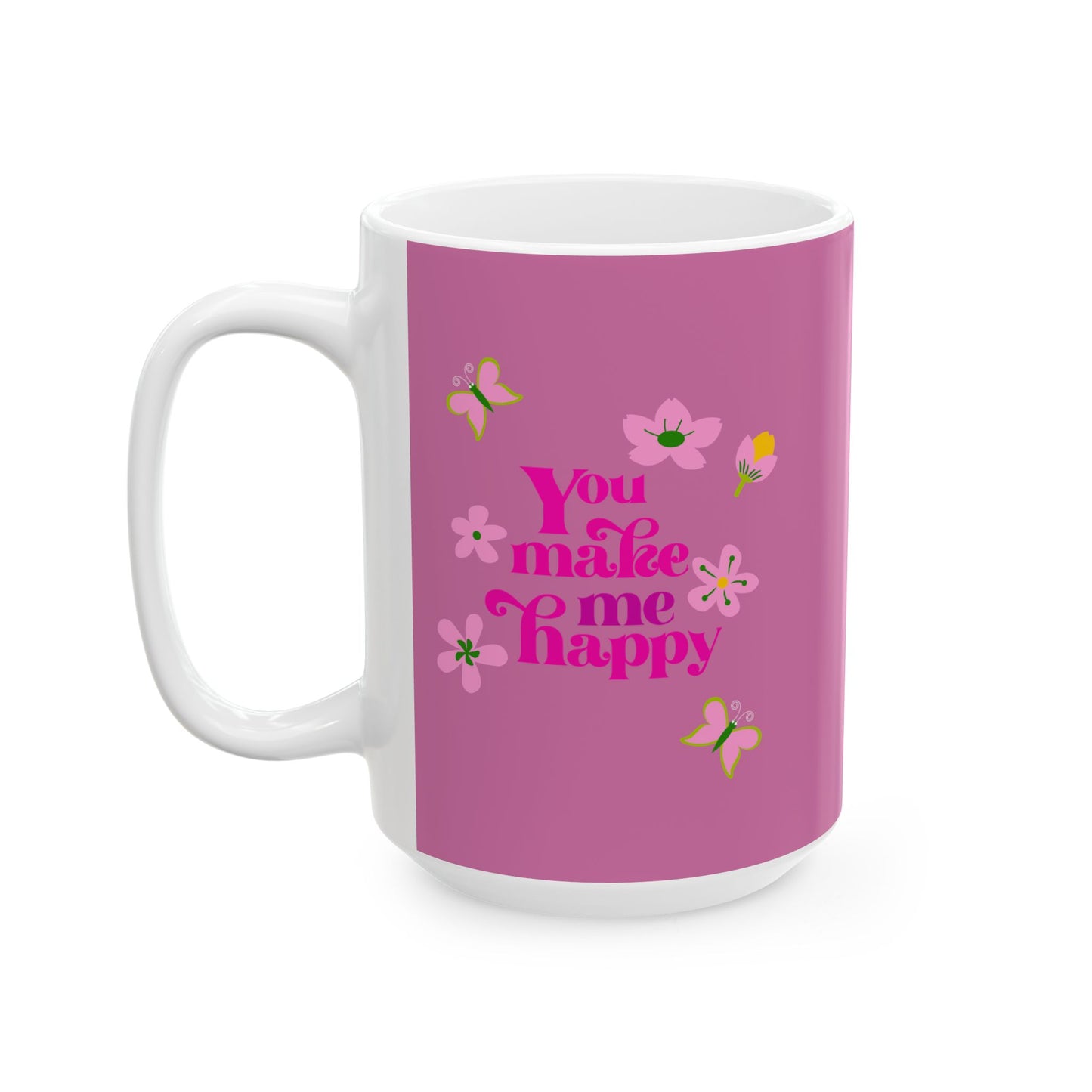 Pink Floral Ceramic Mug – Cute Cherry Blossom Coffee Cup (11oz & 15oz)