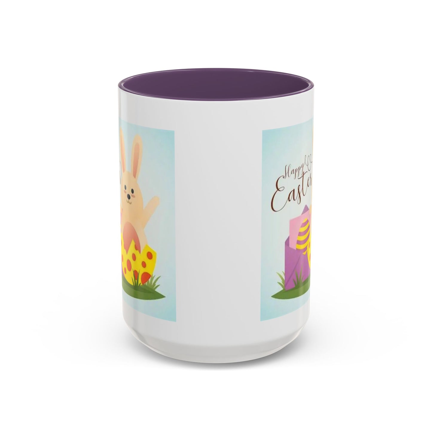Easter Bunny Accent Coffee Mug – "Happy Easter" Spring Bunny & Egg Design (11/15oz)