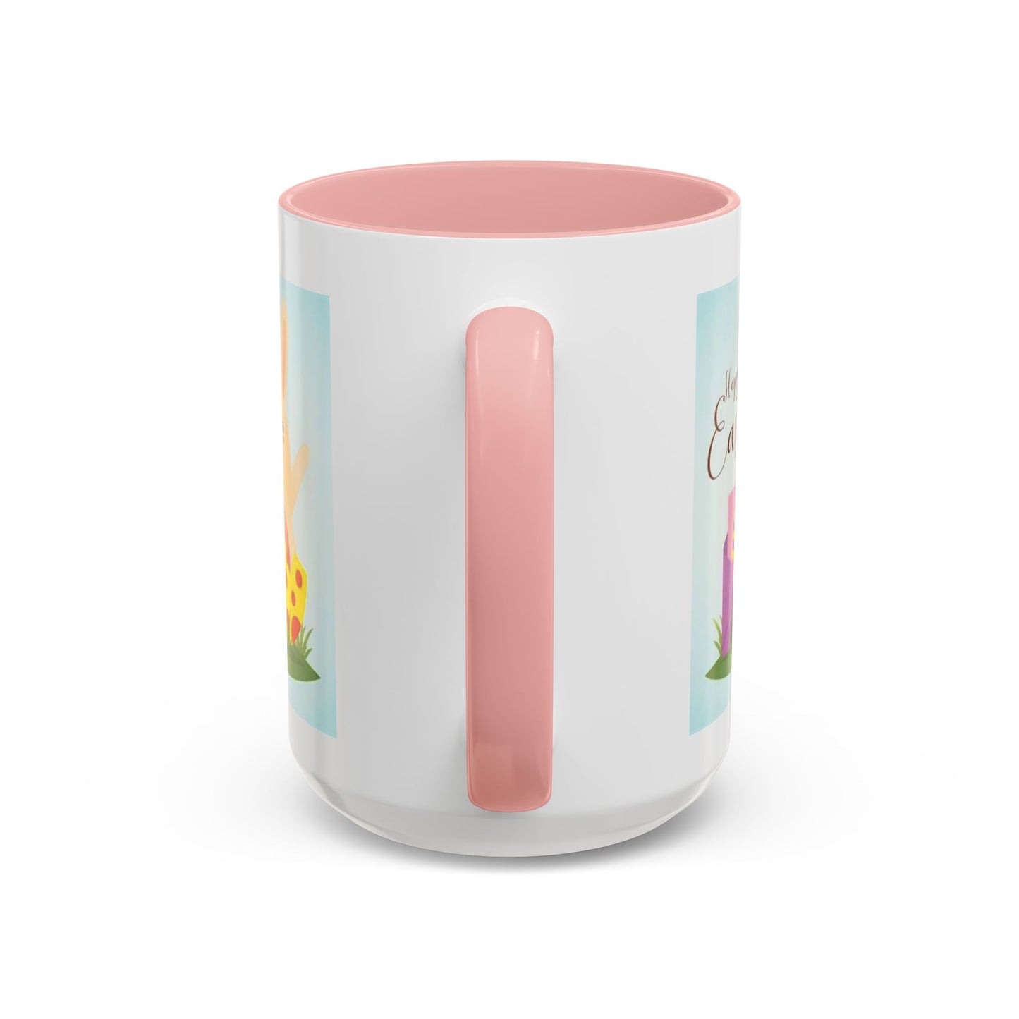 Easter Bunny Accent Coffee Mug – "Happy Easter" Spring Bunny & Egg Design (11/15oz)