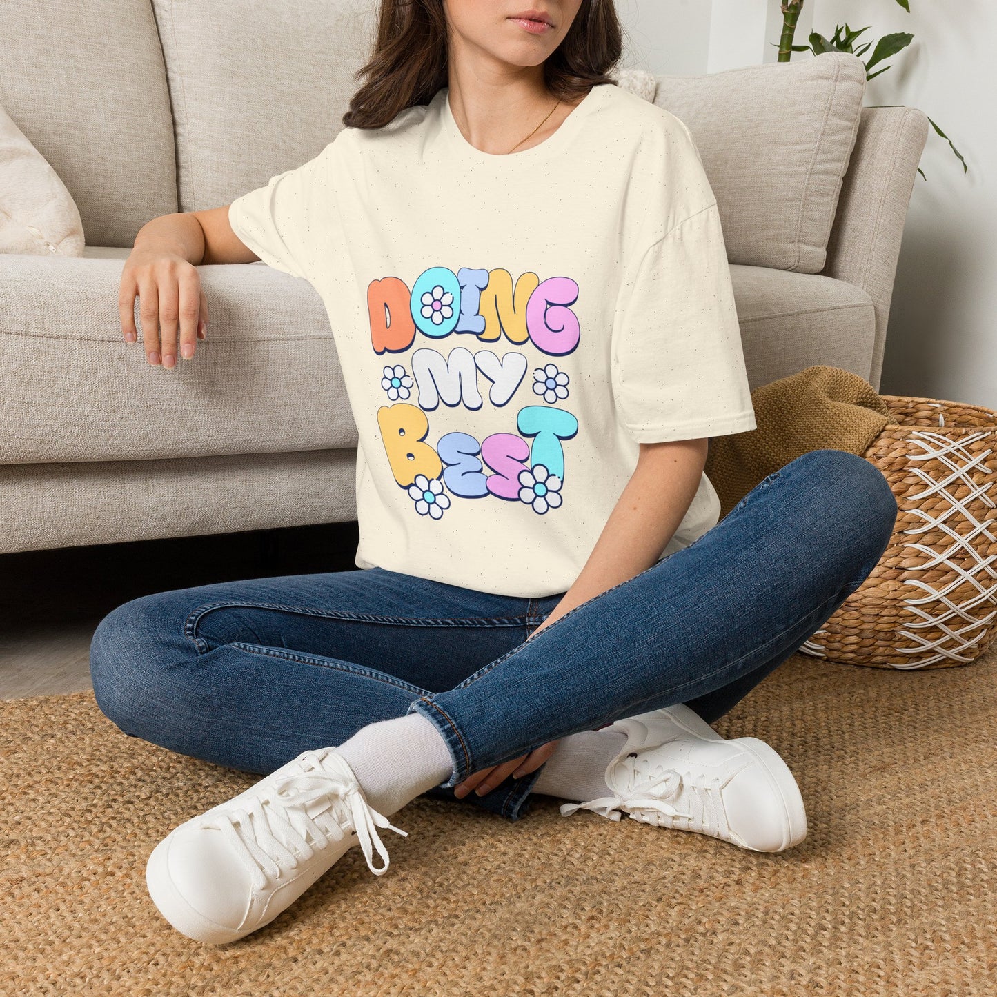 Retro Floral "Doing My Best" T-Shirt