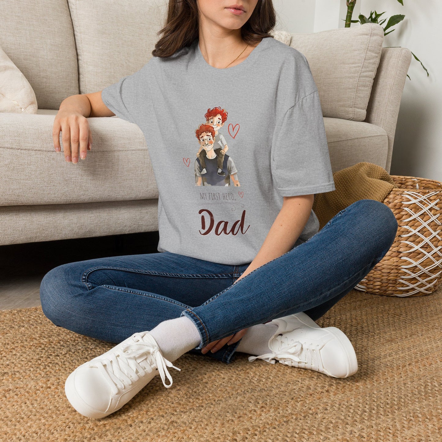 Dad and Son Cartoon Portrait T-Shirt — Cute Father’s Day Gift