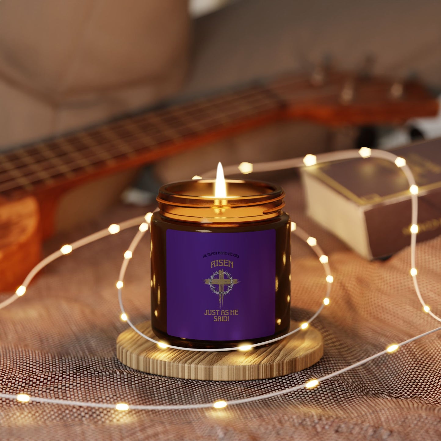 Resurrection Amber Soy Candle — “He Is Risen” Purple Label