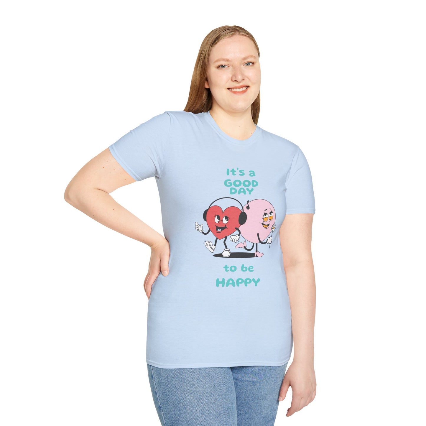 It's a Good Day to Be Happy T-Shirt — Cute Heart & Smile Graphic Tee