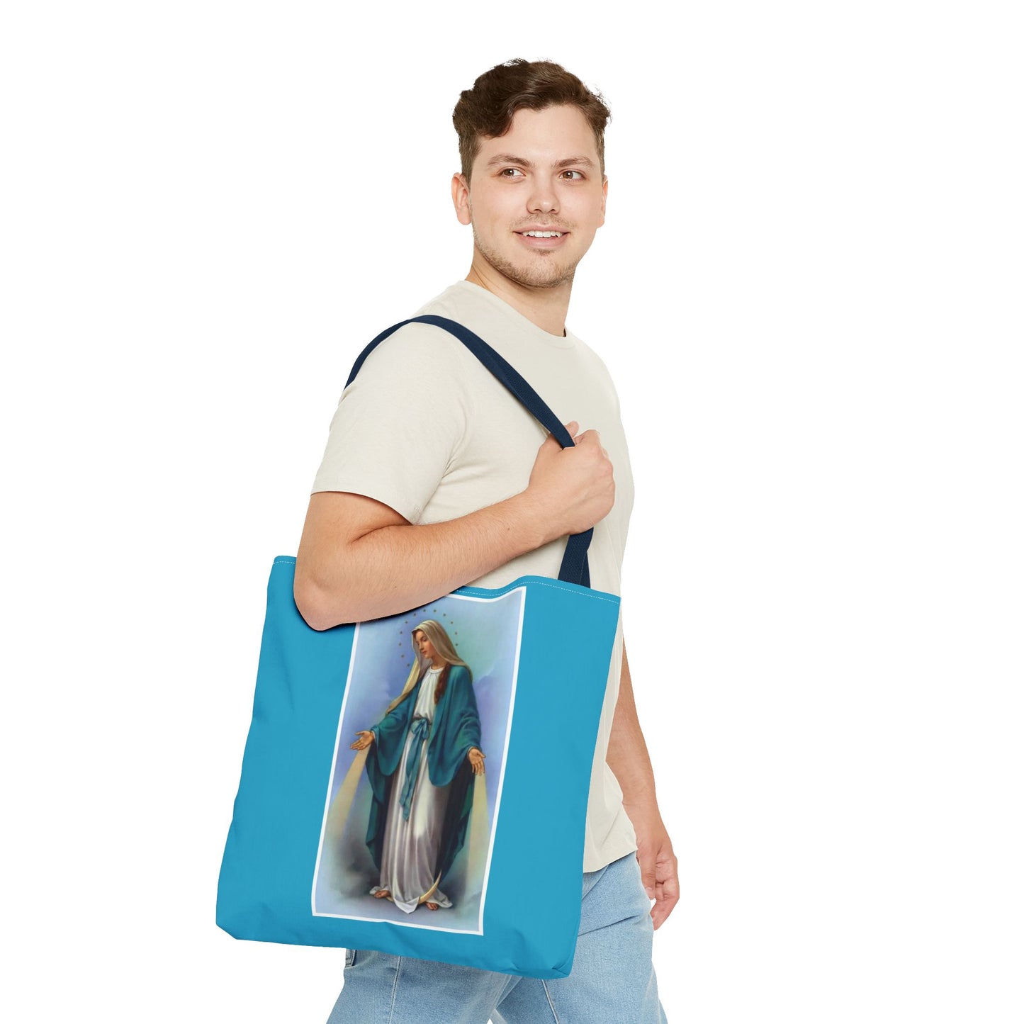 Virgin Mary Religious Tote Bag — Catholic Madonna AOP Shoulder Tote