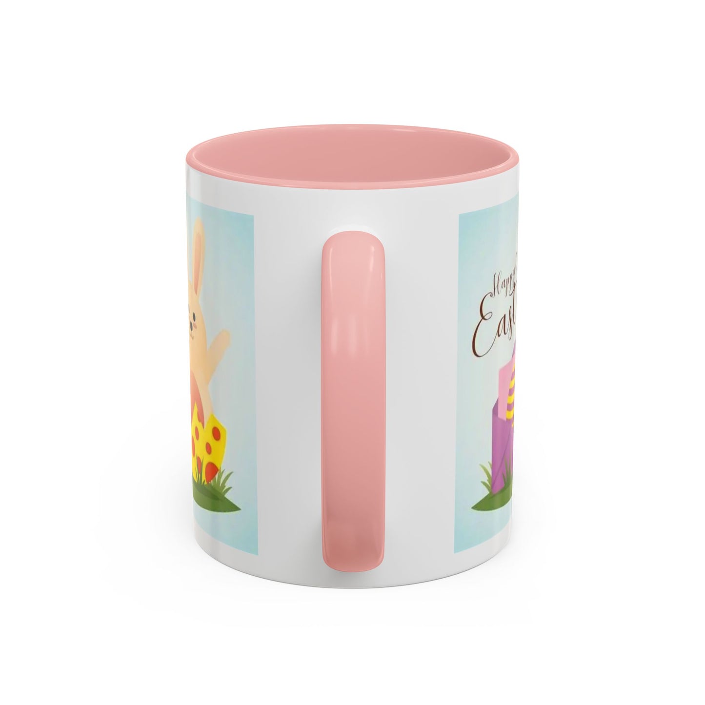 Easter Bunny Accent Coffee Mug – "Happy Easter" Spring Bunny & Egg Design (11/15oz)