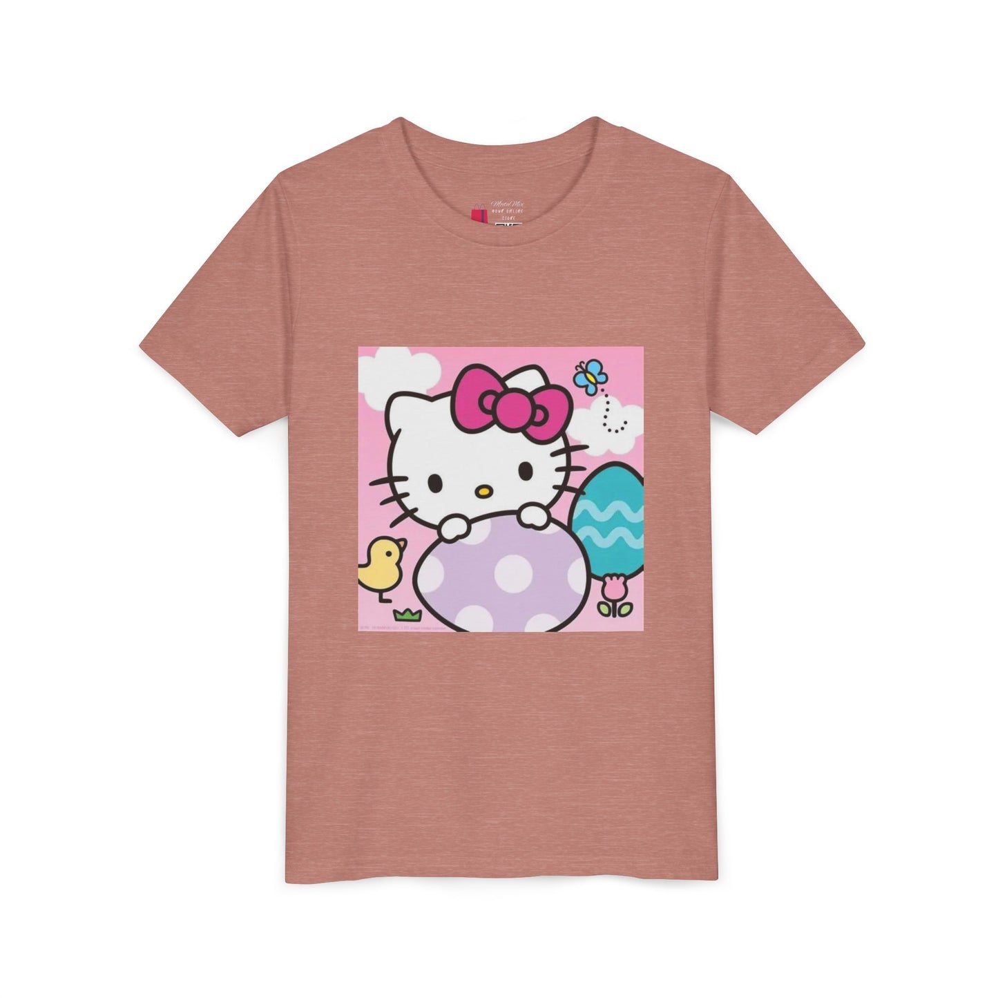 Hello Kitty Easter Youth Tee — Cute Bunny & Eggs Spring Shirt