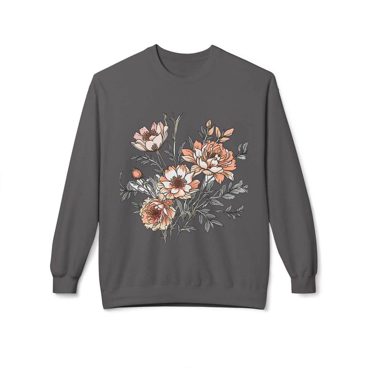 Floral Bouquet Crewneck Sweatshirt — Vintage Peach Blooms