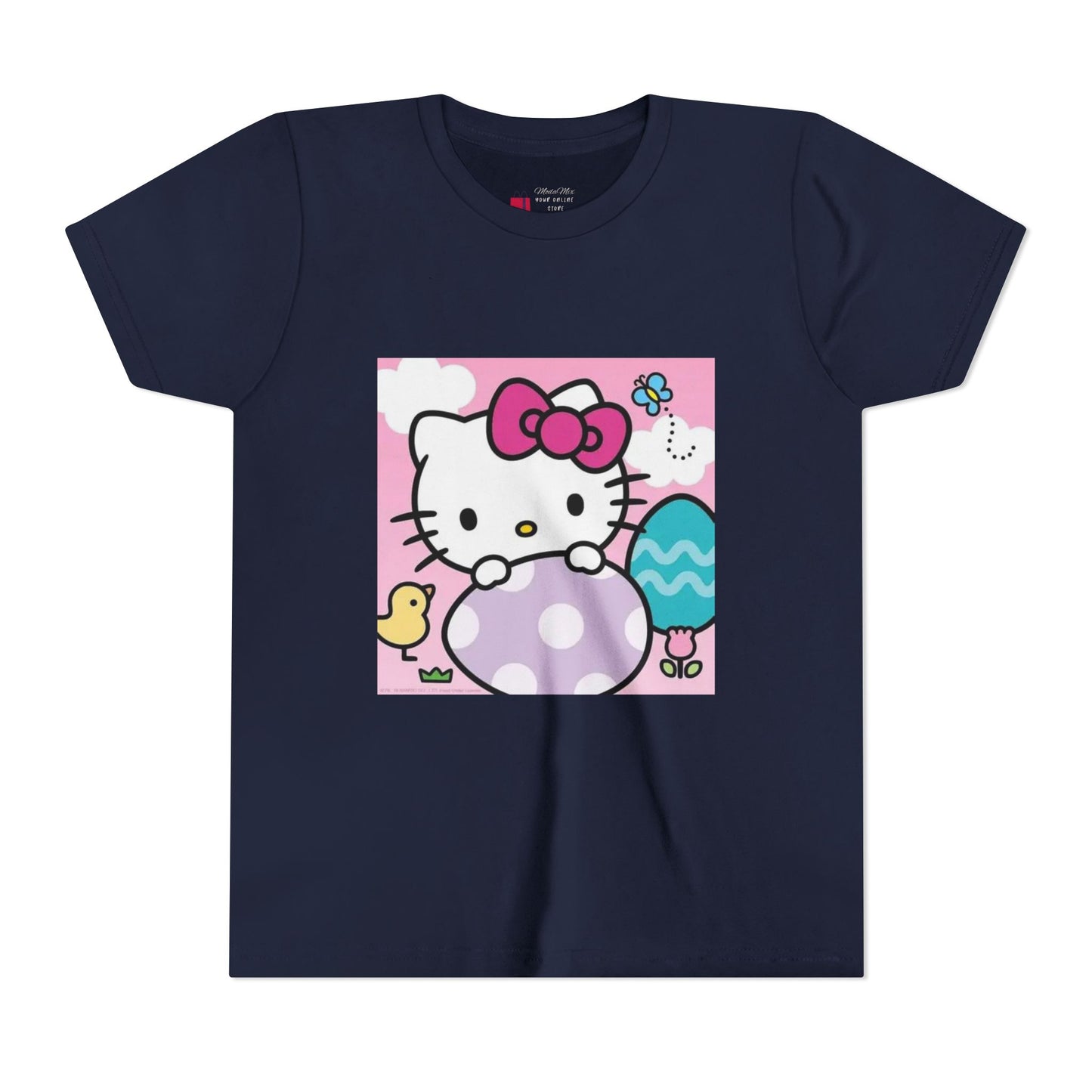 Hello Kitty Easter Youth Tee — Cute Bunny & Eggs Spring Shirt