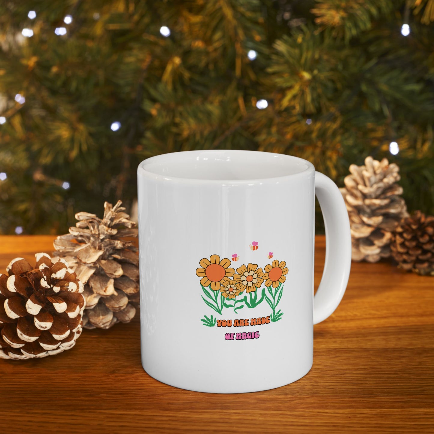 Floral Bloom Ceramic Mug — Orange Watercolor Flower Coffee Cup (11oz, 15oz)