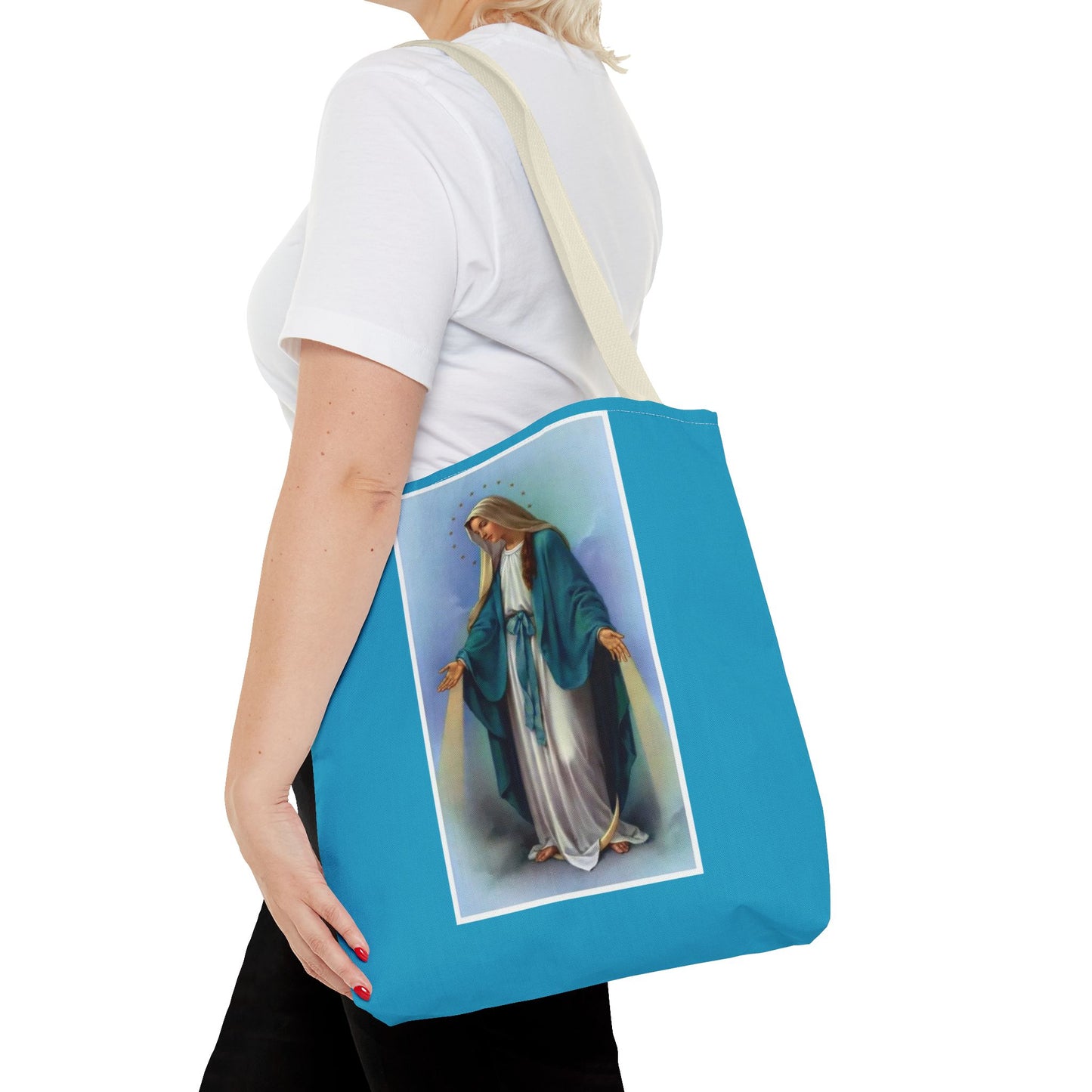 Virgin Mary Religious Tote Bag — Catholic Madonna AOP Shoulder Tote