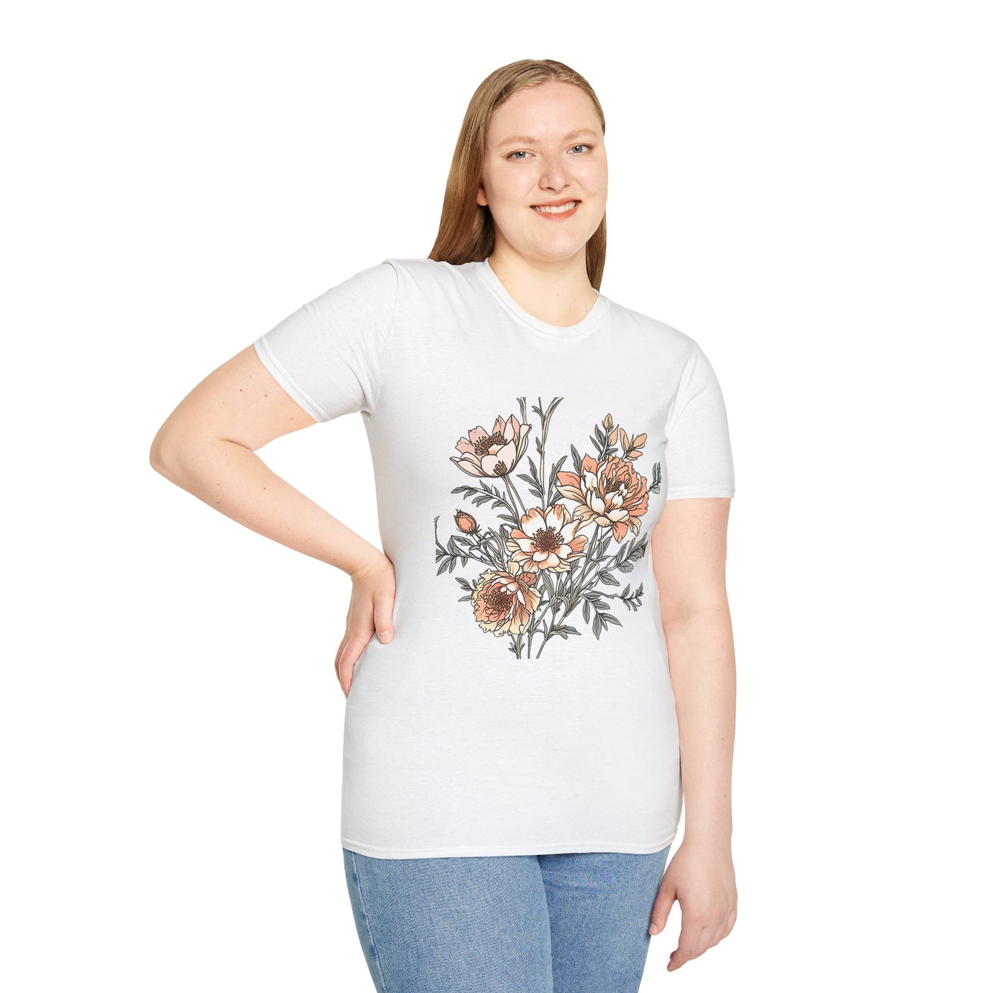 Floral Bouquet Tee - Vintage Peach Botanical T-Shirt