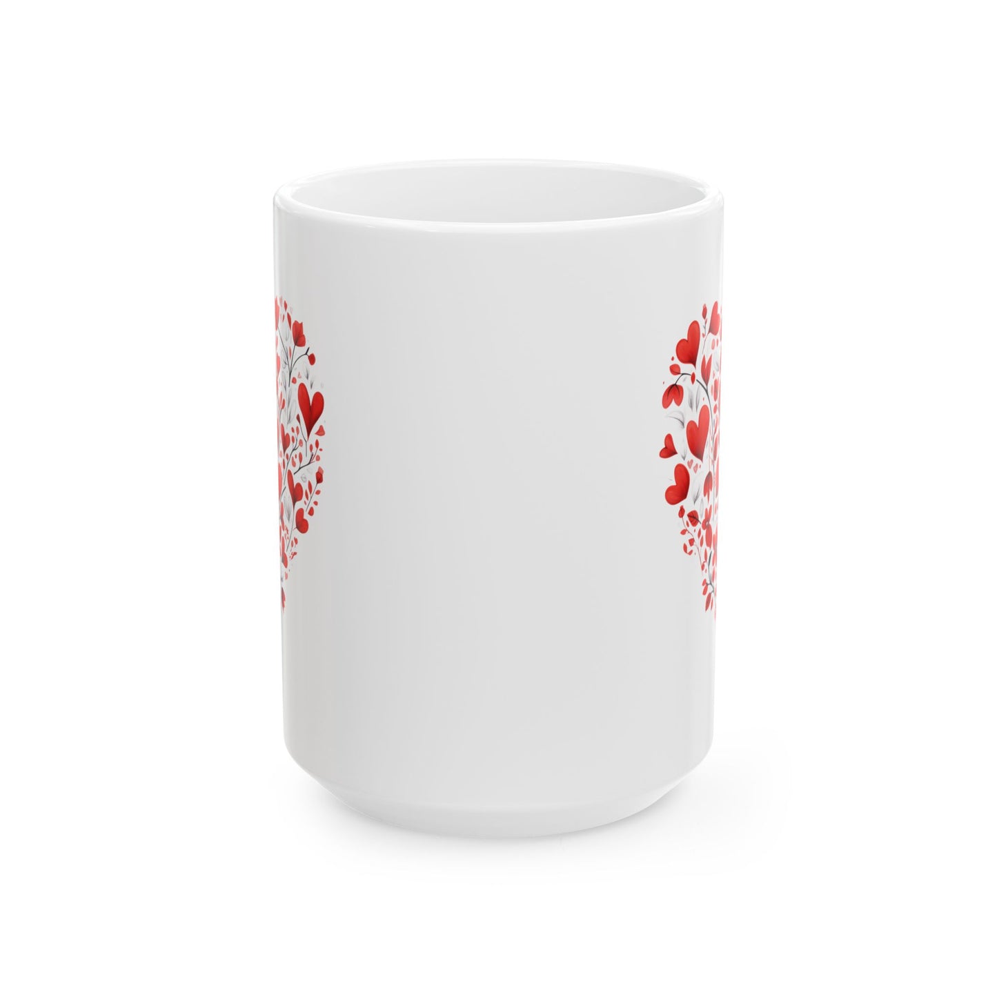 Valentine Heart Pattern Ceramic Mug — Romantic Love Gift (11oz & 15oz)