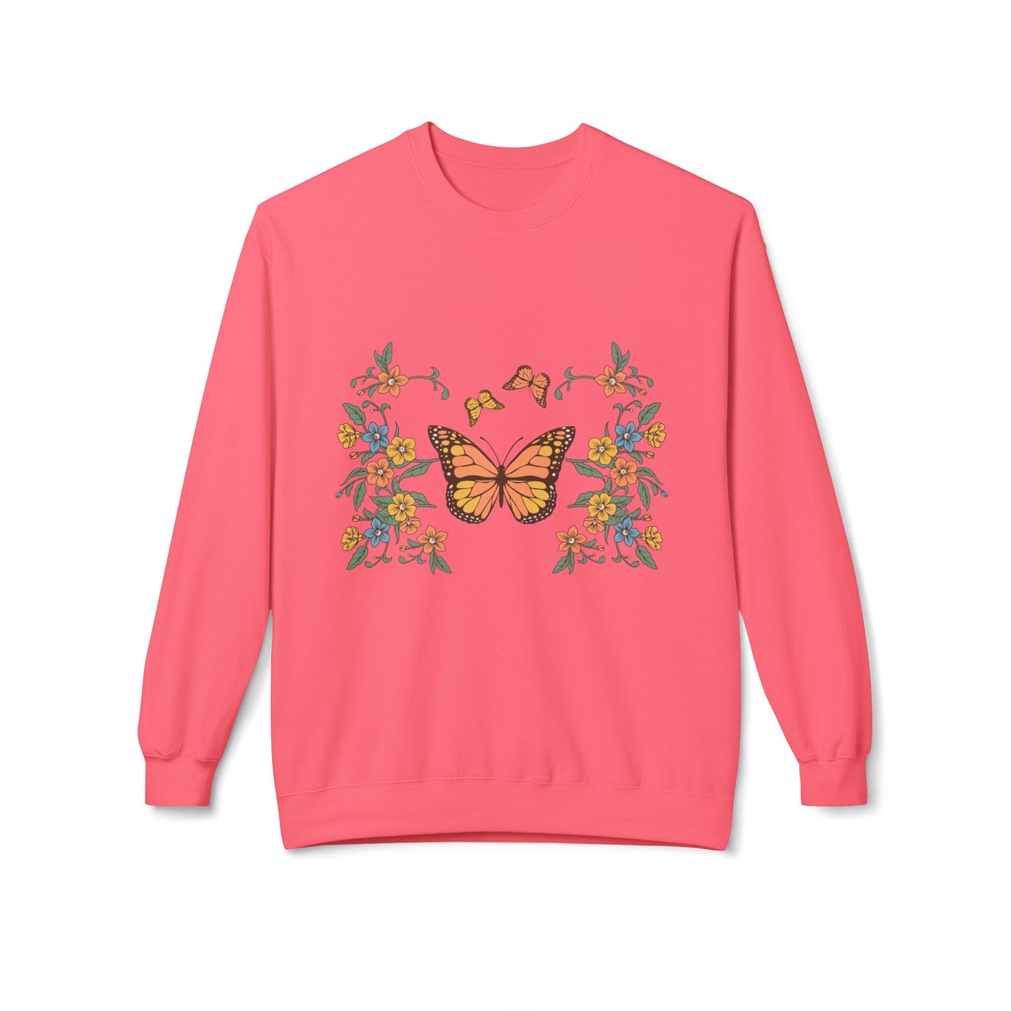 Butterfly Floral Crewneck Sweatshirt — Monarch Garden Graphic