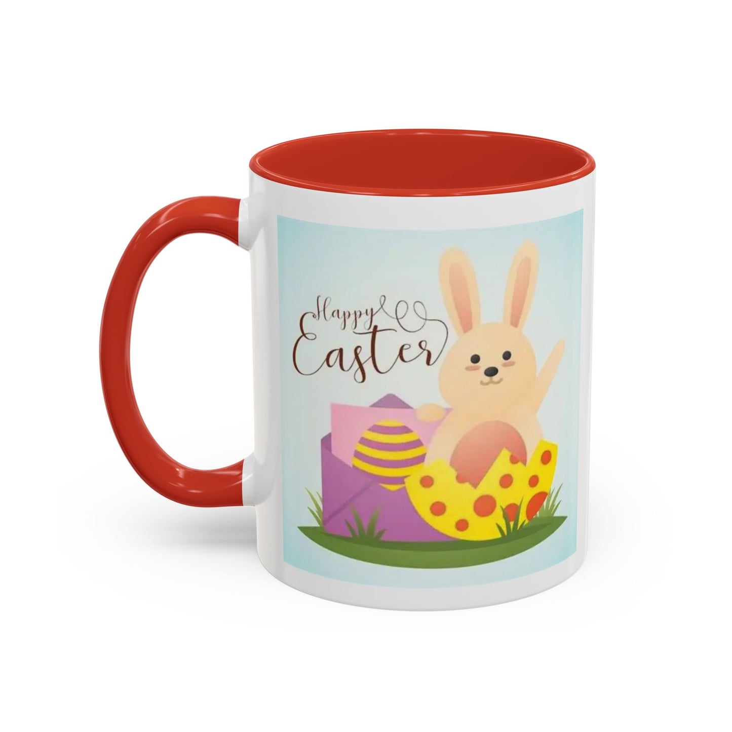 Easter Bunny Accent Coffee Mug – "Happy Easter" Spring Bunny & Egg Design (11/15oz)