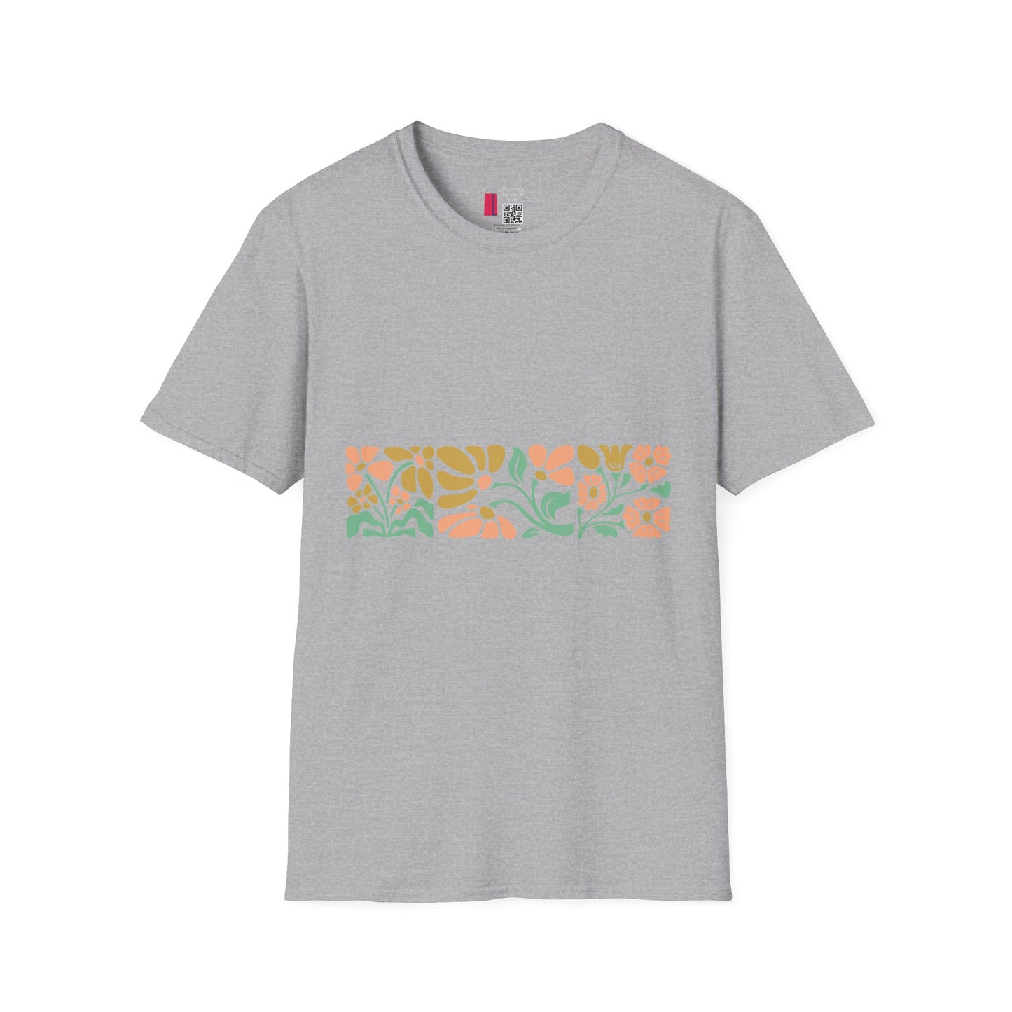 Floral Meadow T-Shirt — Pastel Botanical Stripe Tee