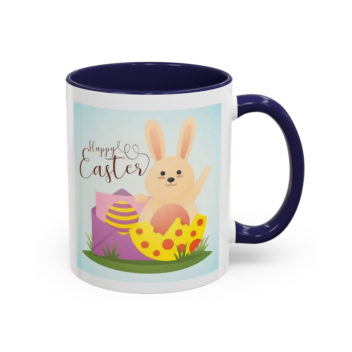 Easter Bunny Accent Coffee Mug – "Happy Easter" Spring Bunny & Egg Design (11/15oz)