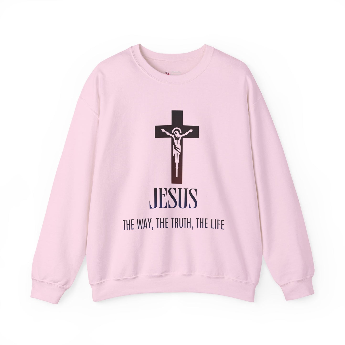 Jesus Cross Crewneck Sweatshirt — "The Way, The Truth, The Life" Christian Pullover