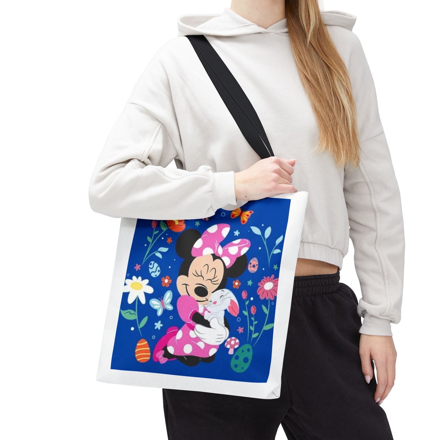 Floral Minnie Bunny Tote Bag — Cute Easter Canvas Carryall