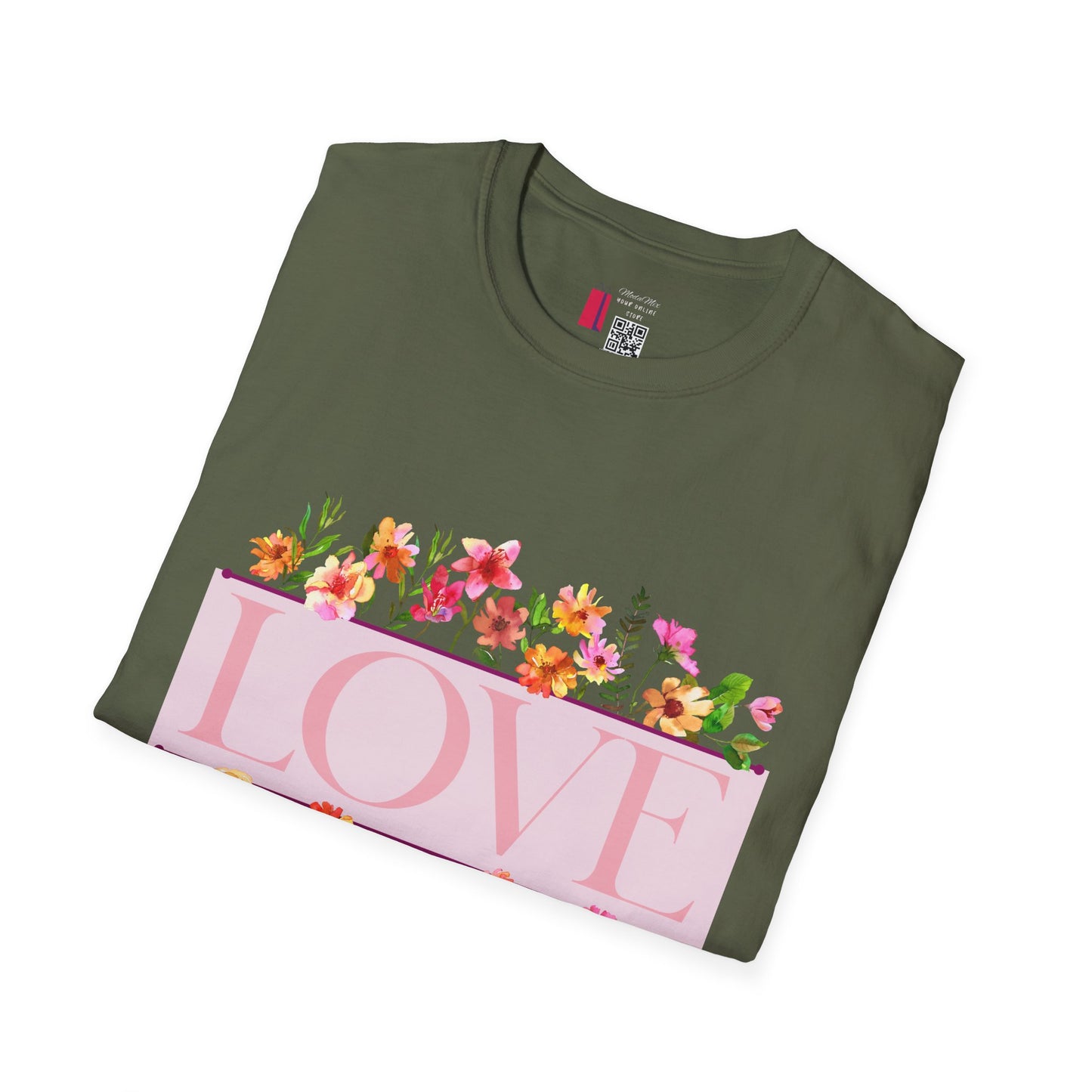 Love Floral T-Shirt — Pink "LOVE" Graphic Tee for Women & Gifts