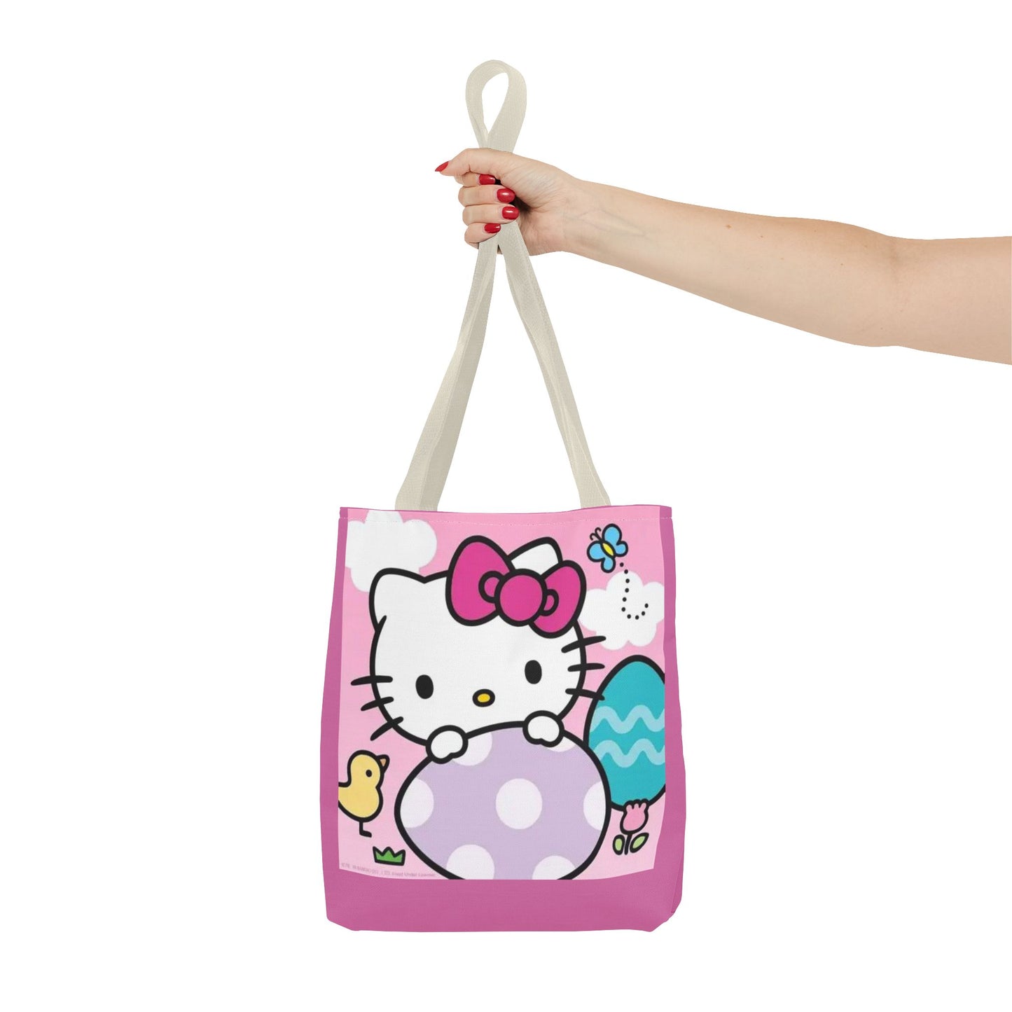 Hello Kitty Easter Tote Bag — Cute Pink Bunny & Egg Spring Shopper