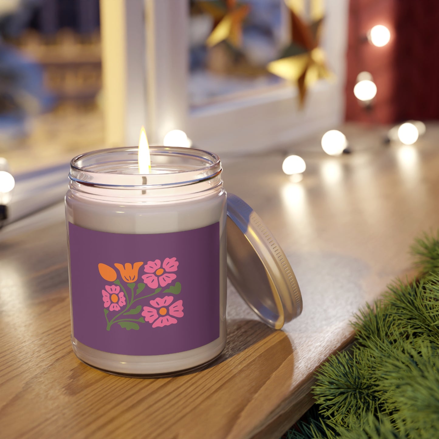 Floral Soy Candle 9oz — Hand-Poured Scented Candle with White Lid